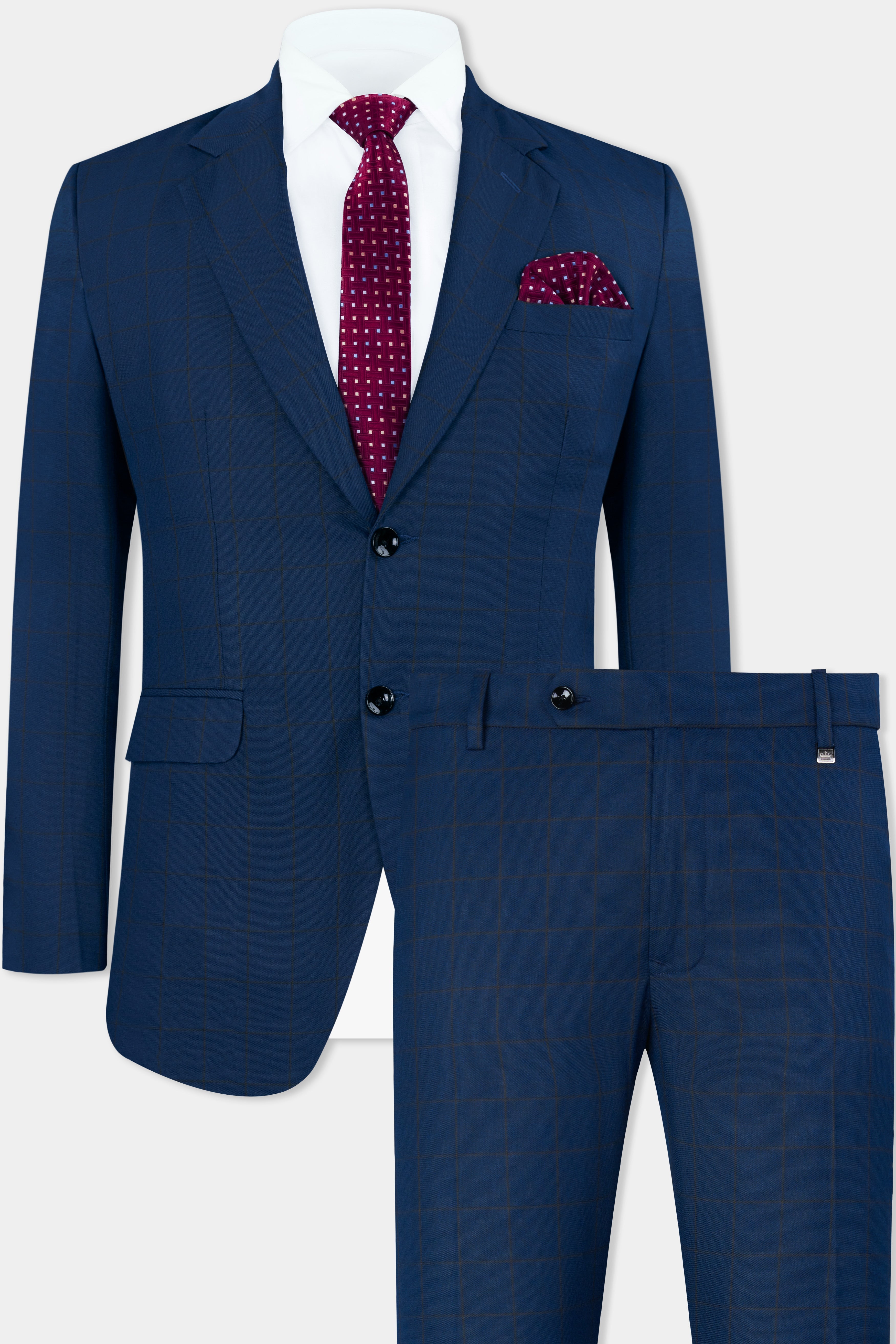 Tangaroa Blue and Subtle Black Checkered Wool Rich Suit ST2871-SB-36, ST2871-SB-38, ST2871-SB-40, ST2871-SB-42, ST2871-SB-44, ST2871-SB-46, ST2871-SB-48, ST2871-SB-50, ST2871-SB-52, ST2871-SB-54, ST2871-SB-56, ST2871-SB-58, ST2871-SB-60