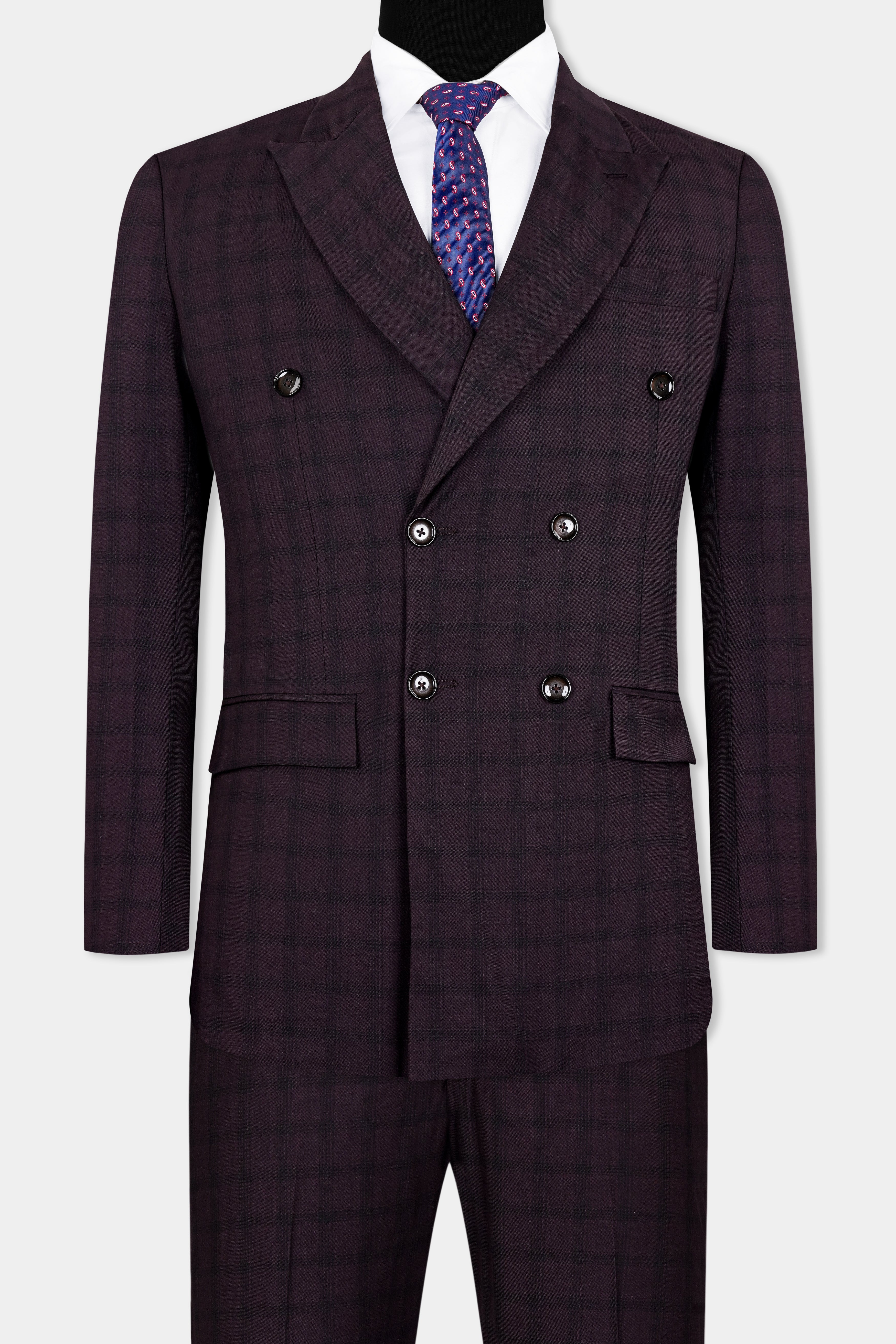 Cinder Purple Checkered Double Breasted Wool Rich Suit ST2916-DB-36, ST2916-DB-38, ST2916-DB-40, ST2916-DB-42, ST2916-DB-44, ST2916-DB-46, ST2916-DB-48, ST2916-DB-50, ST2916-DB-52, ST2916-DB-54, ST2916-DB-56, ST2916-DB-58, ST2916-DB-60