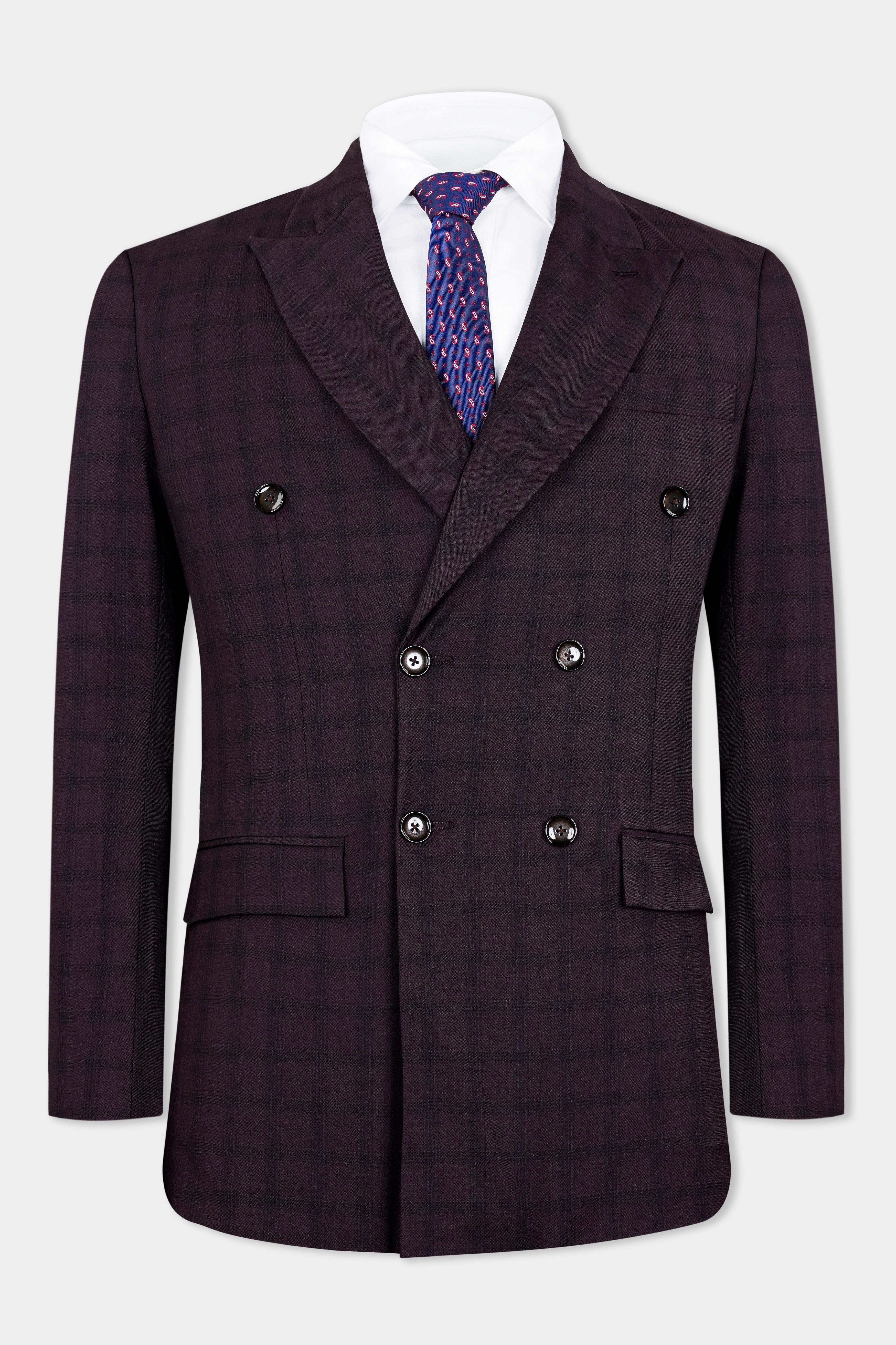 Cinder Purple Checkered Double Breasted Wool Rich Suit ST2916-DB-36, ST2916-DB-38, ST2916-DB-40, ST2916-DB-42, ST2916-DB-44, ST2916-DB-46, ST2916-DB-48, ST2916-DB-50, ST2916-DB-52, ST2916-DB-54, ST2916-DB-56, ST2916-DB-58, ST2916-DB-60