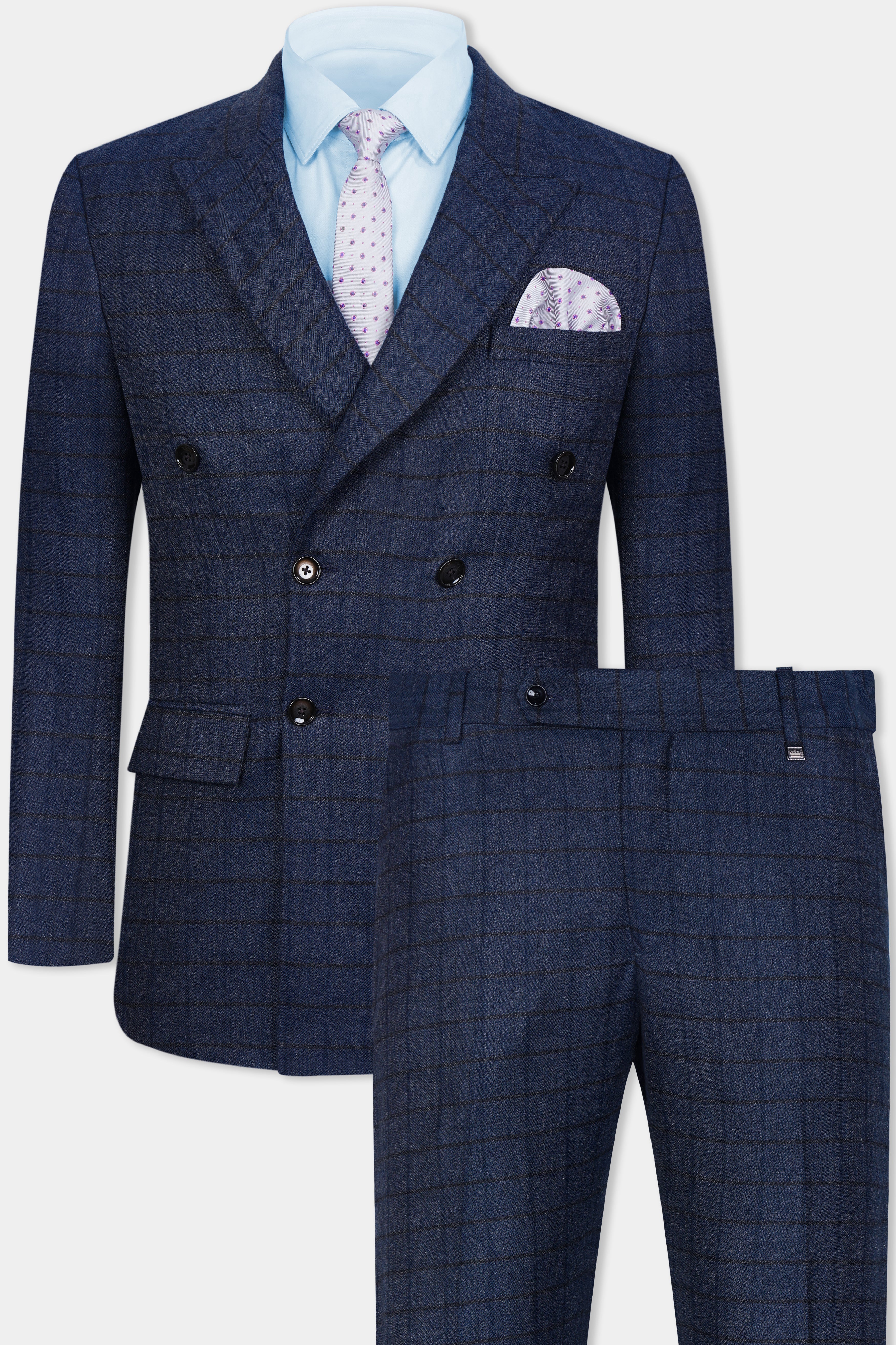 Ebony Clay Blue Windowpane Tweed Double Breasted Suit ST3079-DB-36, ST3079-DB-38, ST3079-DB-40, ST3079-DB-42, ST3079-DB-44, ST3079-DB-46, ST3079-DB-48, ST3079-DB-50, ST3079-DB-52, ST3079-DB-54, ST3079-DB-56, ST3079-DB-58, ST3079-DB-60