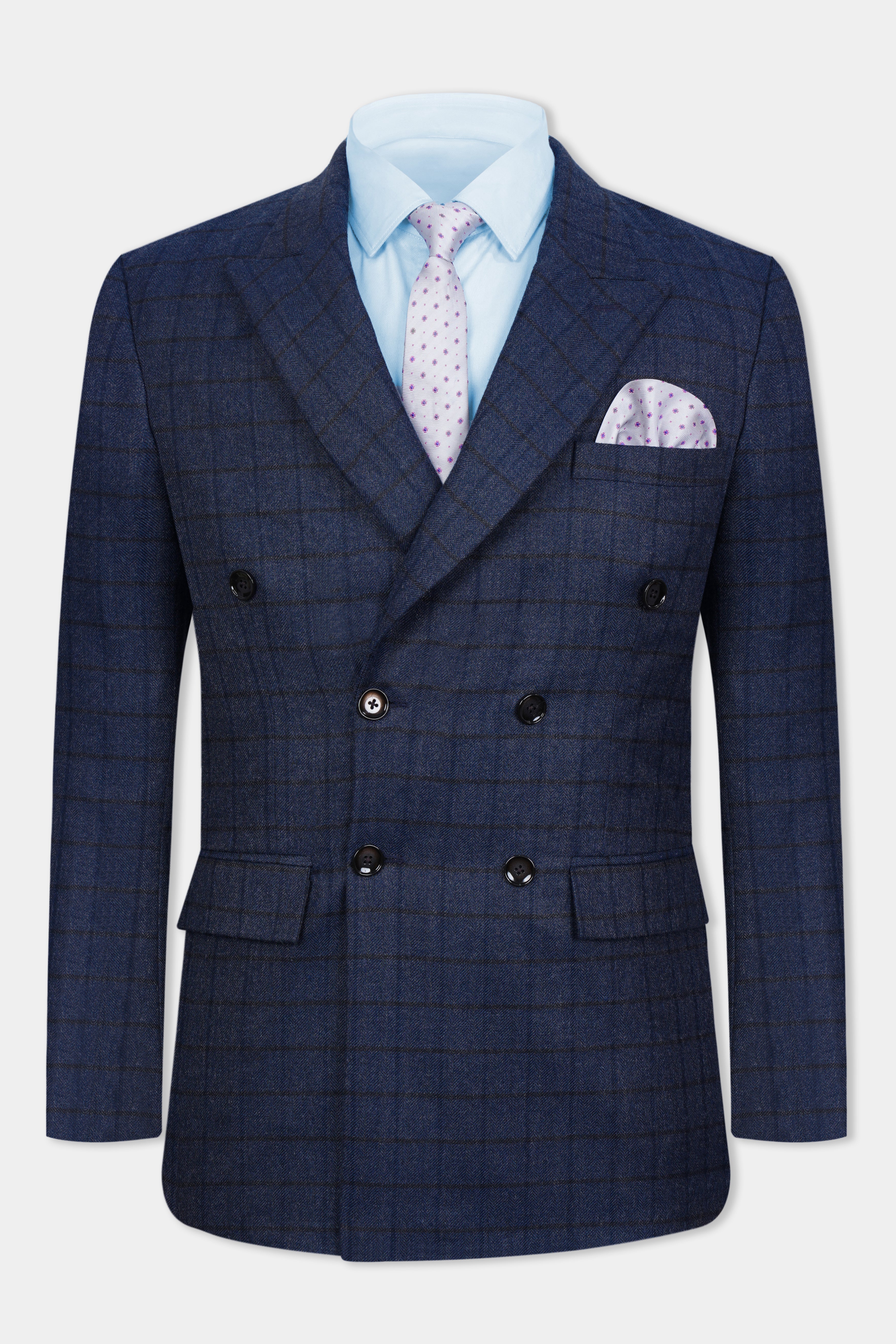 Ebony Clay Blue Windowpane Tweed Double Breasted Suit ST3079-DB-36, ST3079-DB-38, ST3079-DB-40, ST3079-DB-42, ST3079-DB-44, ST3079-DB-46, ST3079-DB-48, ST3079-DB-50, ST3079-DB-52, ST3079-DB-54, ST3079-DB-56, ST3079-DB-58, ST3079-DB-60