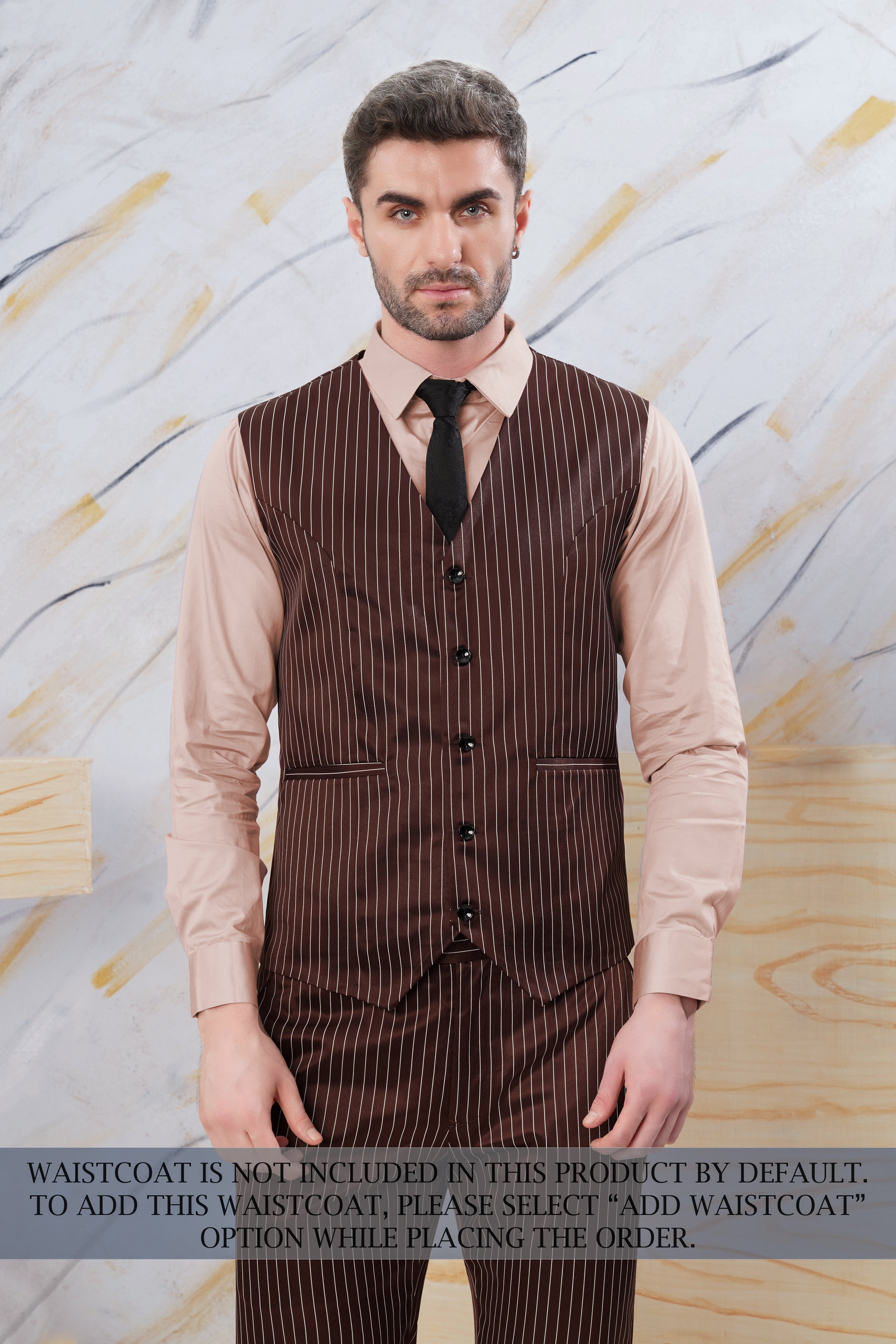 Cork Brown and White Striped Wool Rich Suit ST3083-SB-36, ST3083-SB-38, ST3083-SB-40, ST3083-SB-42, ST3083-SB-44, ST3083-SB-46, ST3083-SB-48, ST3083-SB-50, ST3083-SB-52, ST3083-SB-54, ST3083-SB-56, ST3083-SB-58, ST3083-SB-60