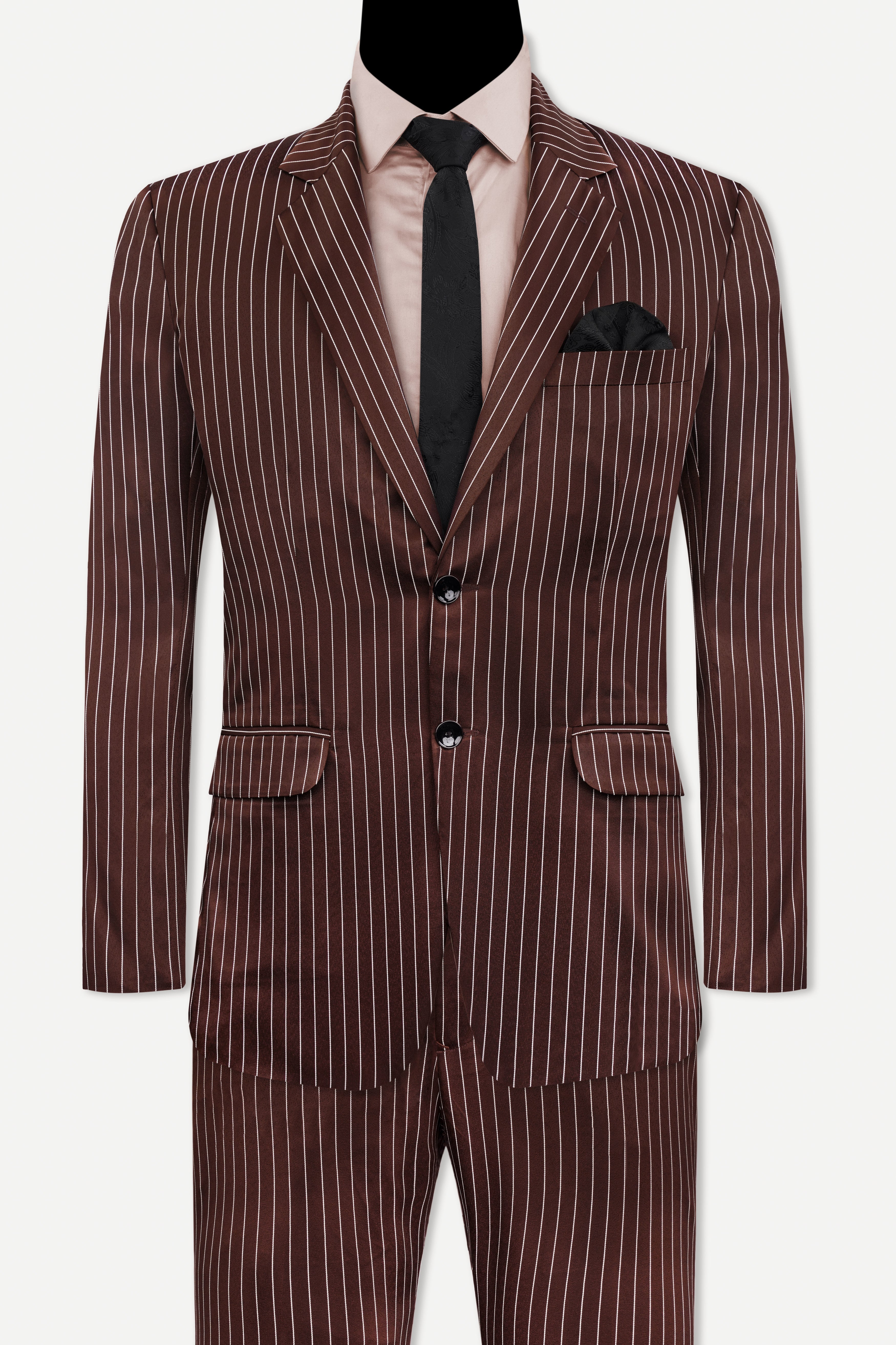 Cork Brown and White Striped Wool Rich Suit ST3083-SB-36, ST3083-SB-38, ST3083-SB-40, ST3083-SB-42, ST3083-SB-44, ST3083-SB-46, ST3083-SB-48, ST3083-SB-50, ST3083-SB-52, ST3083-SB-54, ST3083-SB-56, ST3083-SB-58, ST3083-SB-60