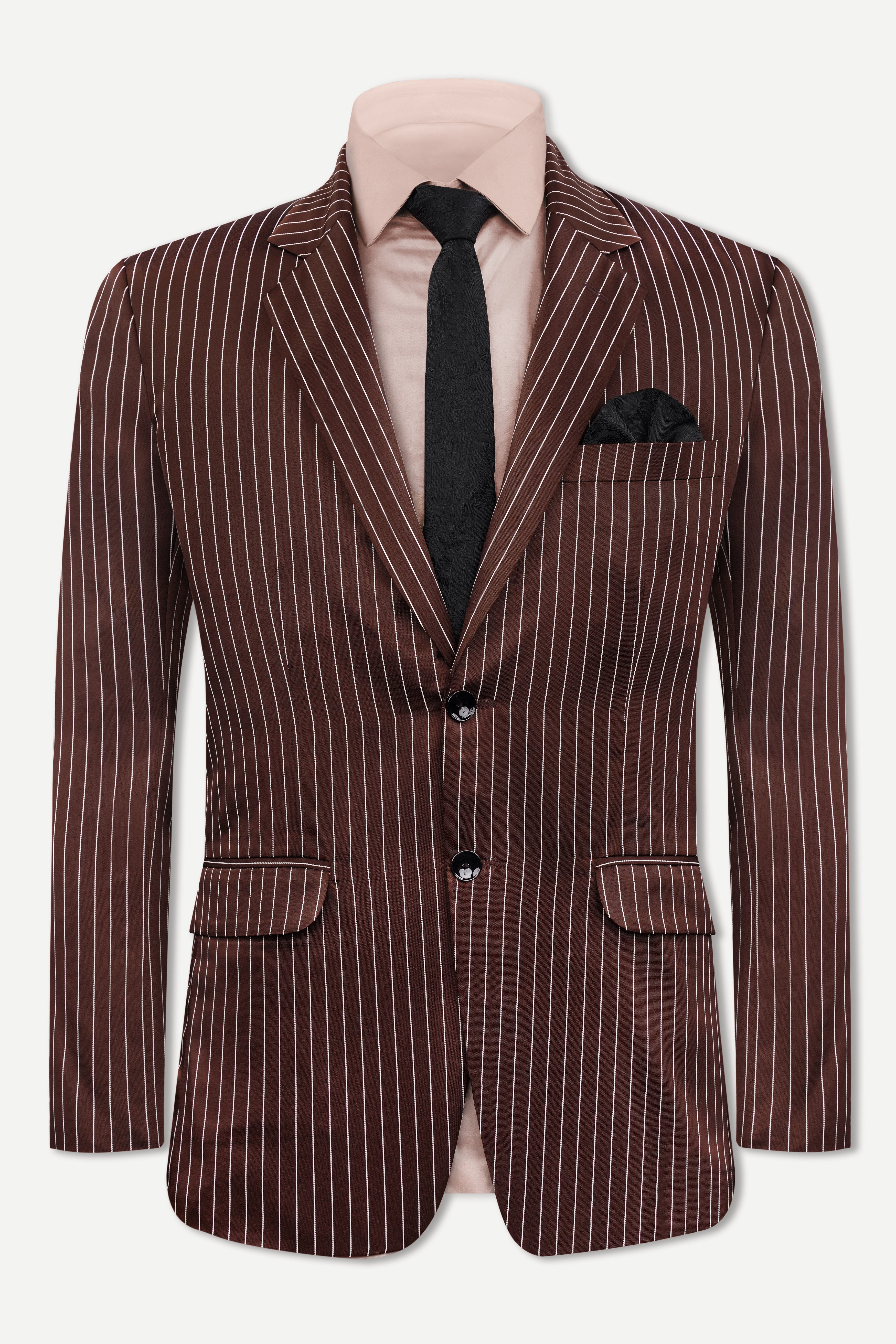 Cork Brown and White Striped Wool Rich Suit ST3083-SB-36, ST3083-SB-38, ST3083-SB-40, ST3083-SB-42, ST3083-SB-44, ST3083-SB-46, ST3083-SB-48, ST3083-SB-50, ST3083-SB-52, ST3083-SB-54, ST3083-SB-56, ST3083-SB-58, ST3083-SB-60