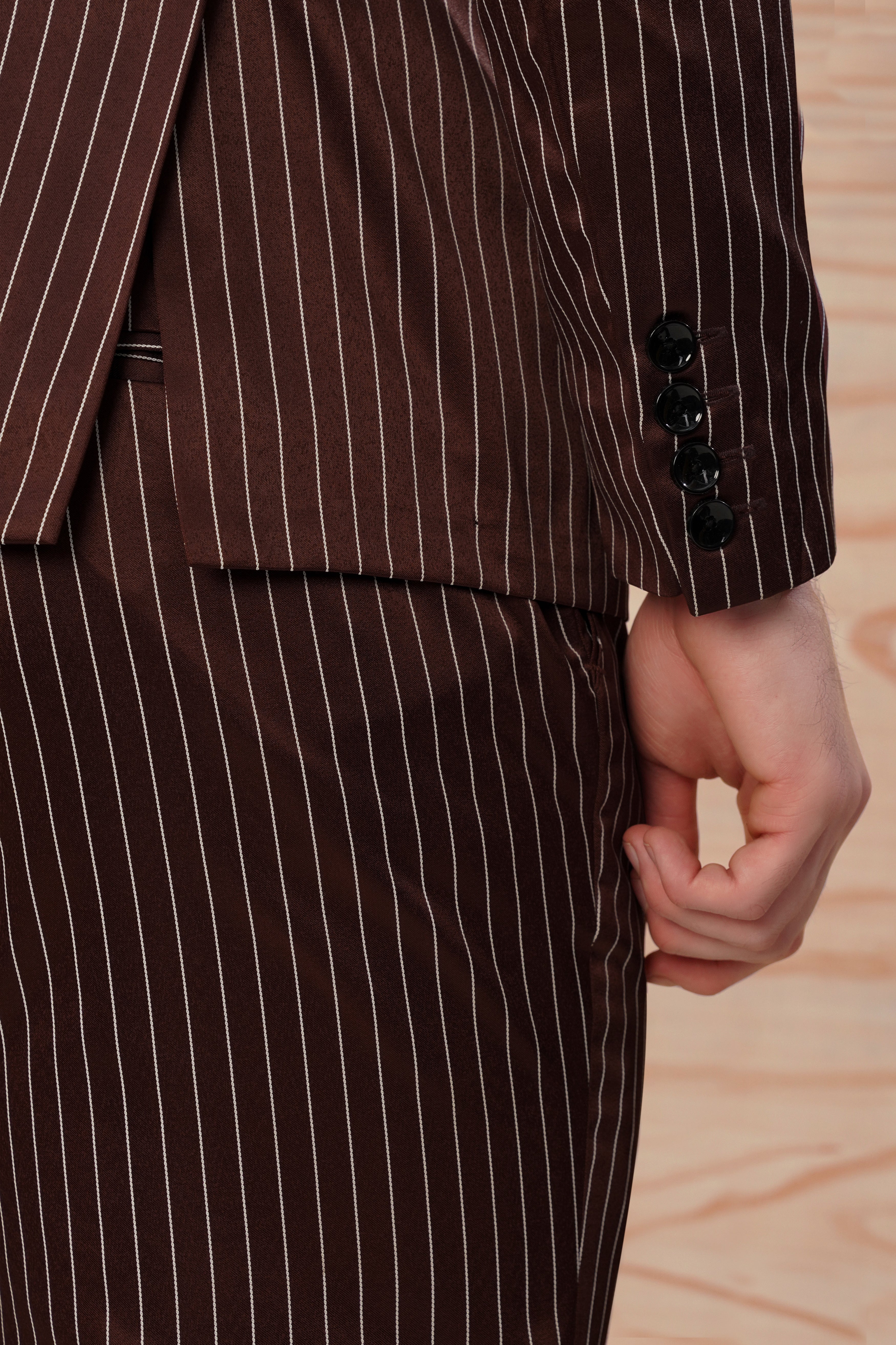 Cork Brown and White Striped Wool Rich Suit ST3083-SB-36, ST3083-SB-38, ST3083-SB-40, ST3083-SB-42, ST3083-SB-44, ST3083-SB-46, ST3083-SB-48, ST3083-SB-50, ST3083-SB-52, ST3083-SB-54, ST3083-SB-56, ST3083-SB-58, ST3083-SB-60