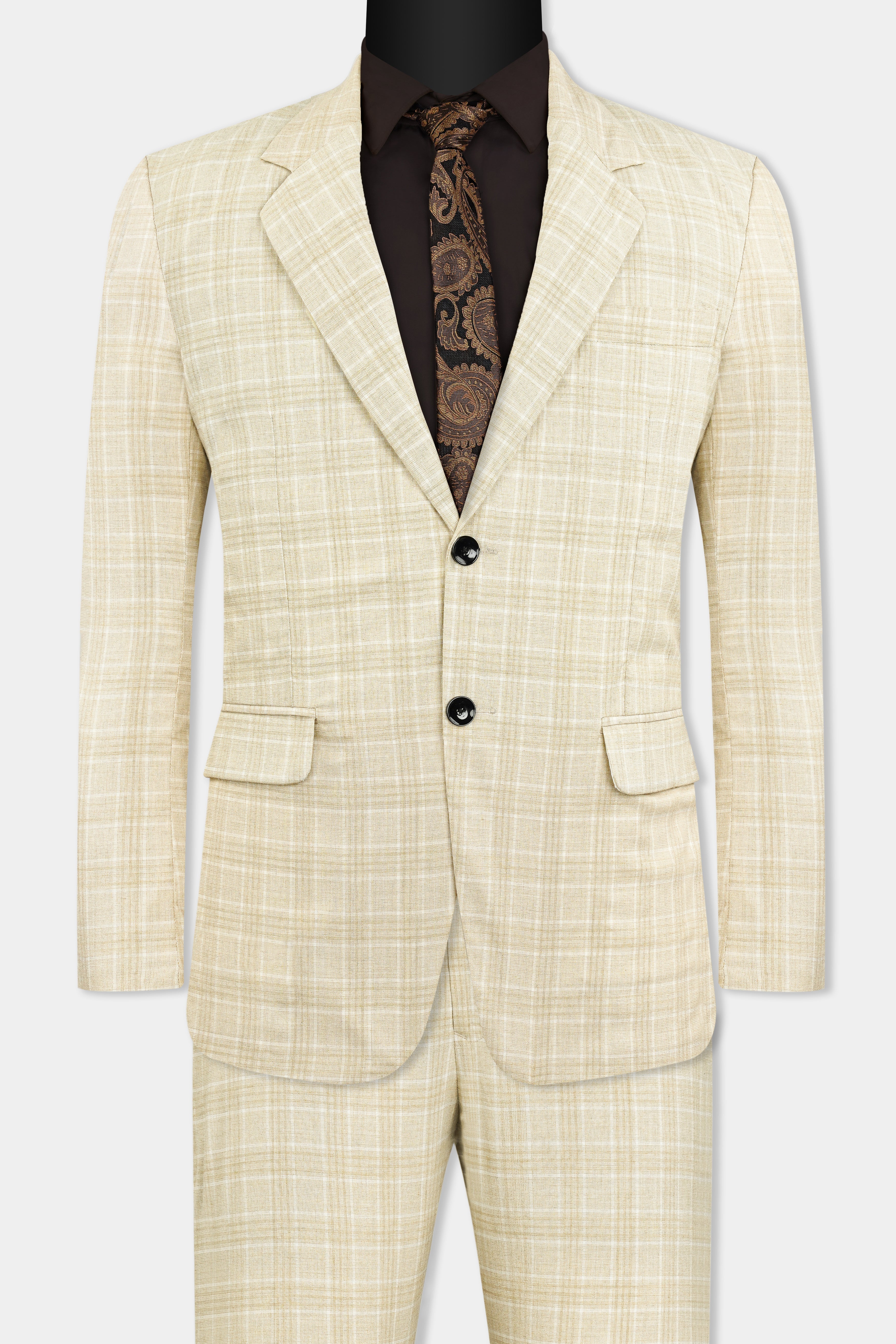 Hampton Beige Wool Rich Plaid Single Breasted Suit ST3085-SB-36, ST3085-SB-38, ST3085-SB-40, ST3085-SB-42, ST3085-SB-44, ST3085-SB-46, ST3085-SB-48, ST3085-SB-50, ST3085-SB-52, ST3085-SB-54, ST3085-SB-56, ST3085-SB-58, ST3085-SB-60
