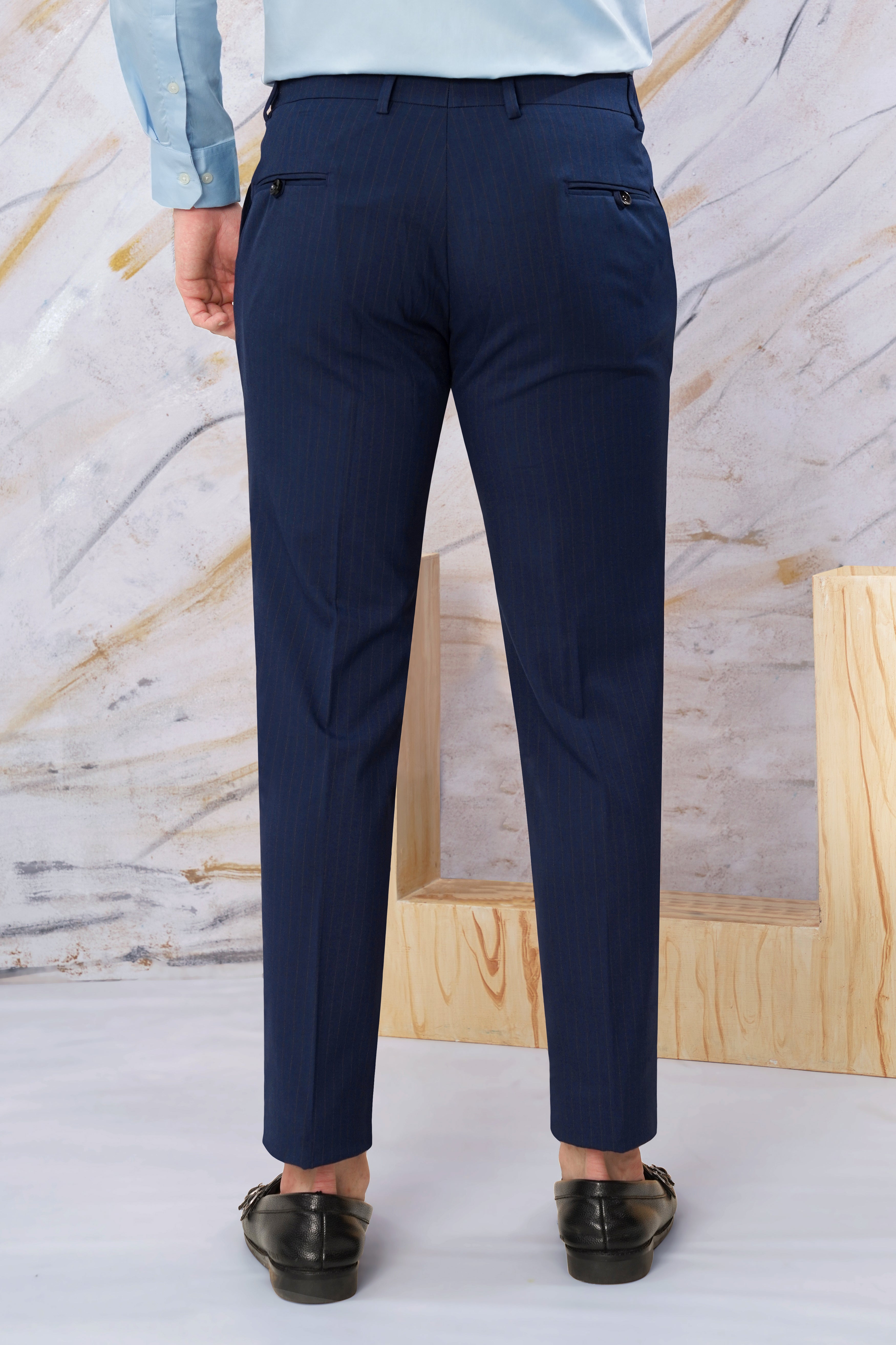 Ebony Clay Blue Striped Wool Rich Bandhgala Suit ST3088-BG-36, ST3088-BG-38, ST3088-BG-40, ST3088-BG-42, ST3088-BG-44, ST3088-BG-46, ST3088-BG-48, ST3088-BG-50, ST3088-BG-52, ST3088-BG-54, ST3088-BG-56, ST3088-BG-58, ST3088-BG-60
