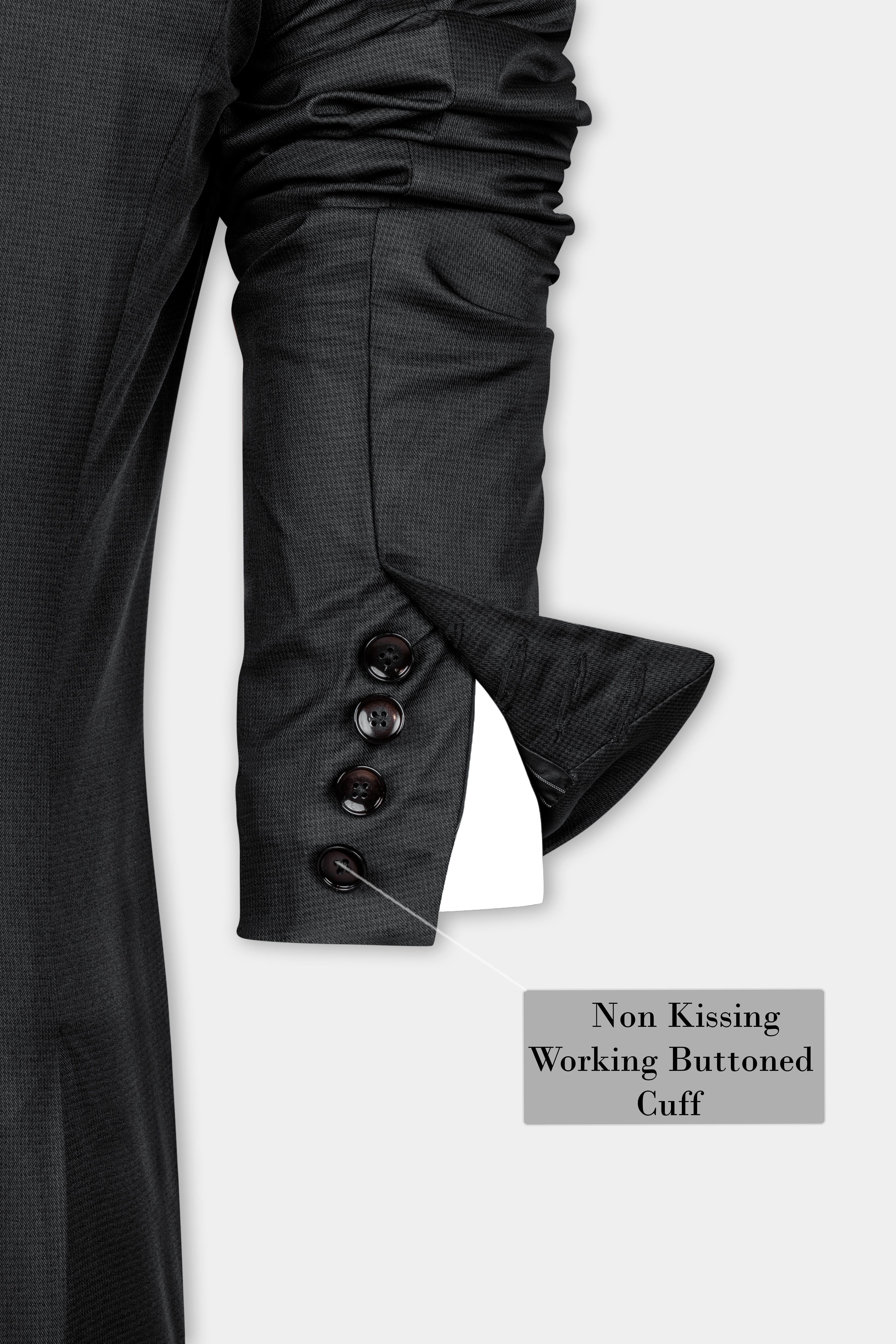 Vulcan Black Wool Rich Double Breasted Suit