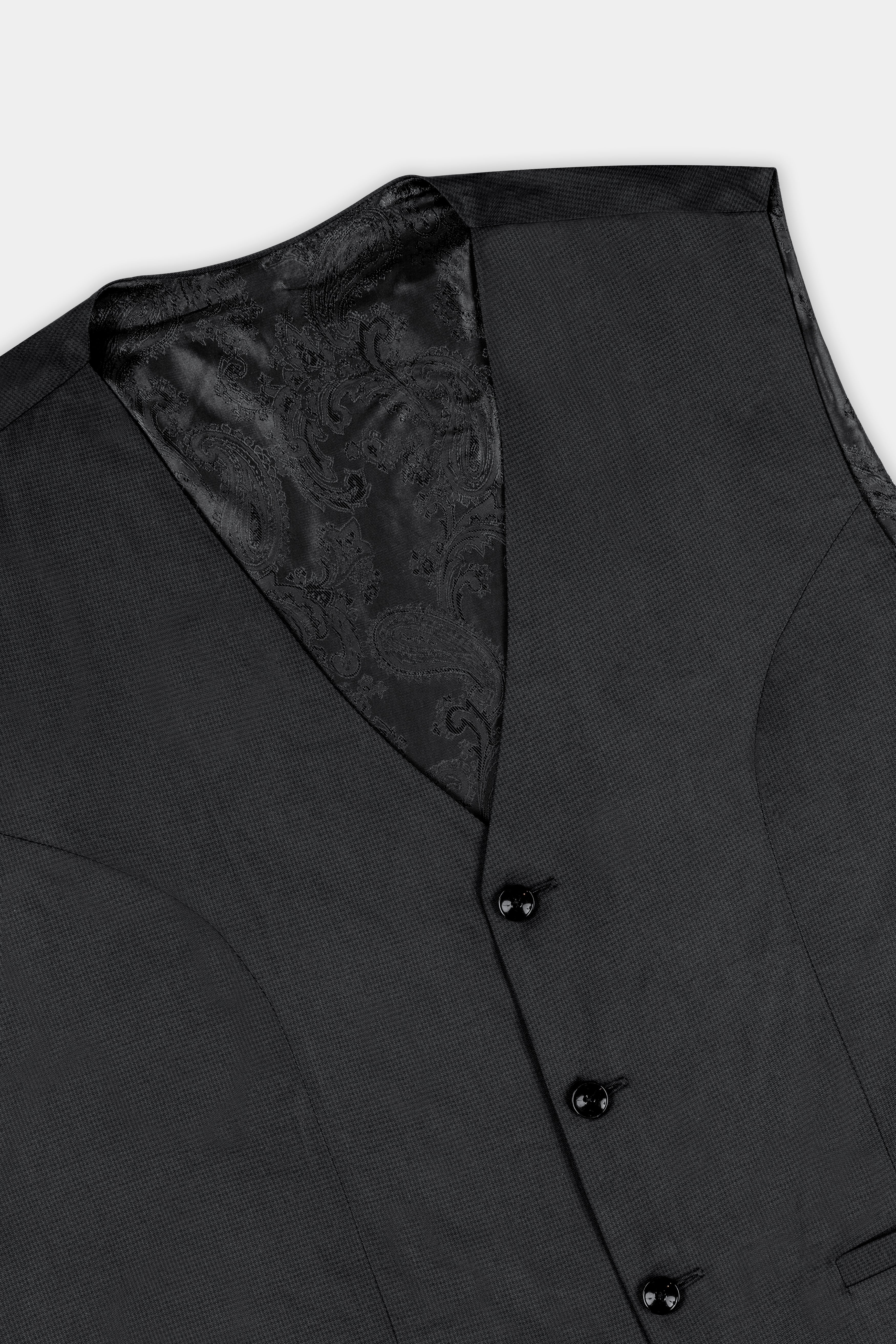Vulcan Black Wool Rich Double Breasted Suit
