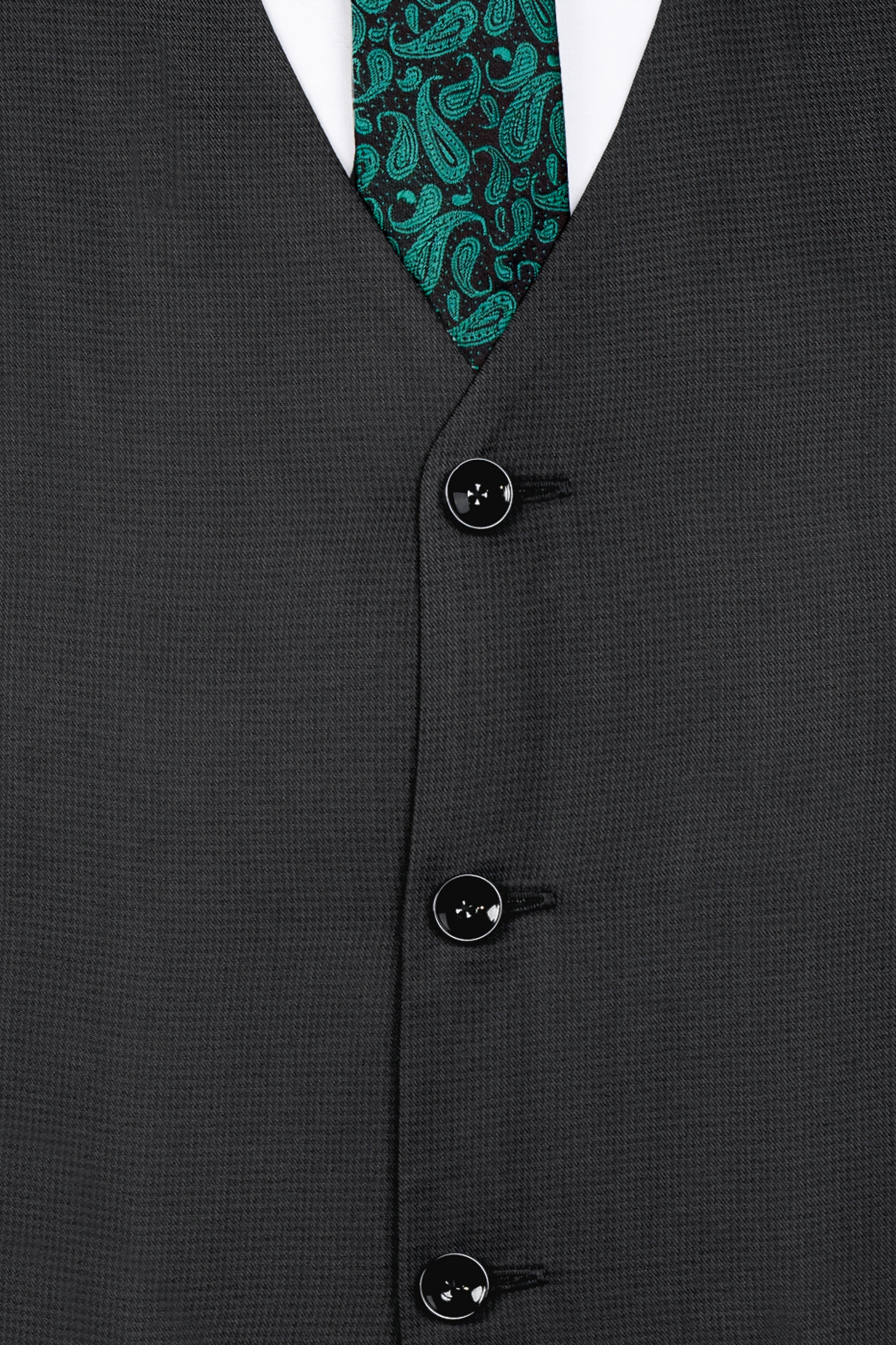 Vulcan Black Wool Rich Double Breasted Suit