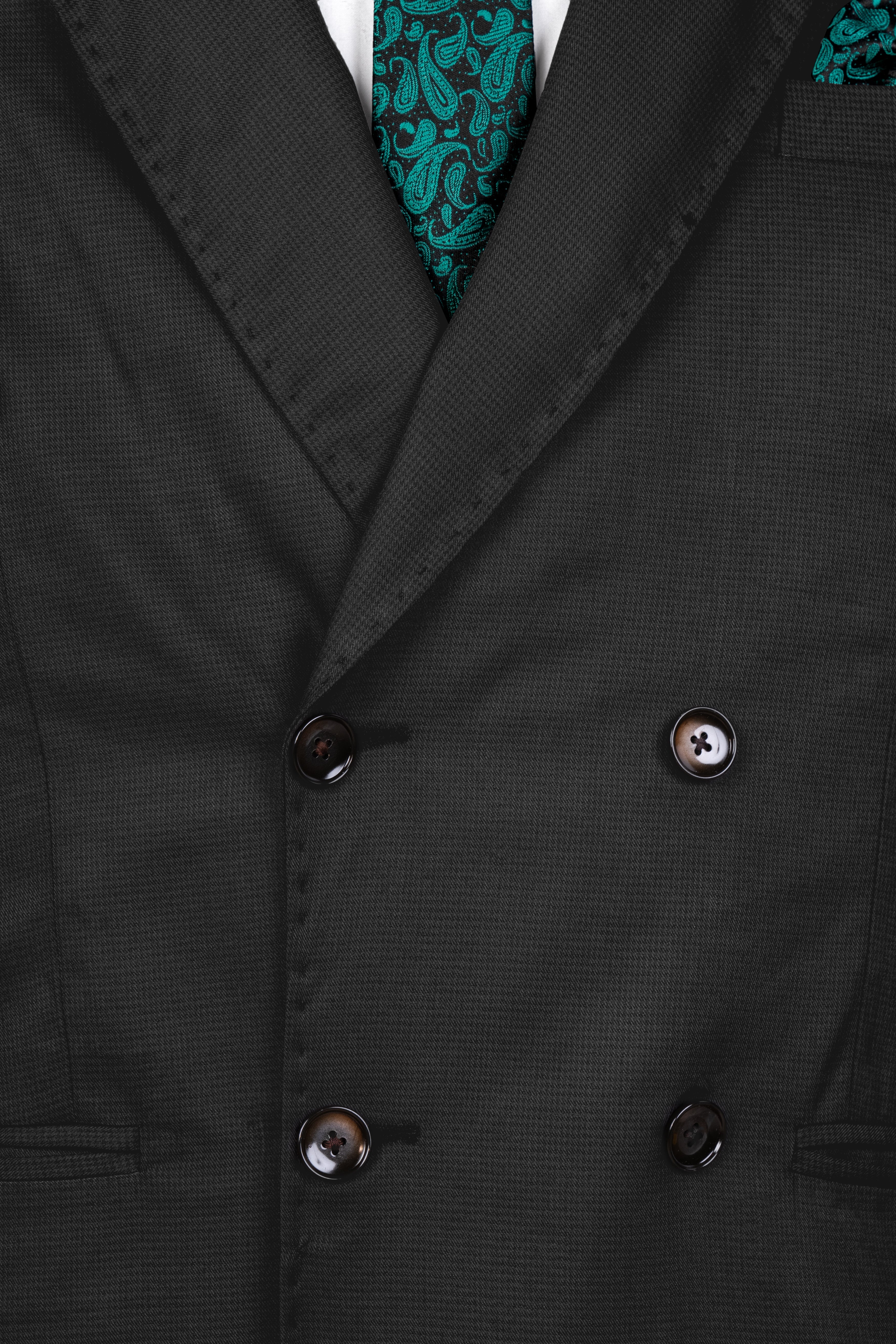 Vulcan Black Wool Rich Double Breasted Suit