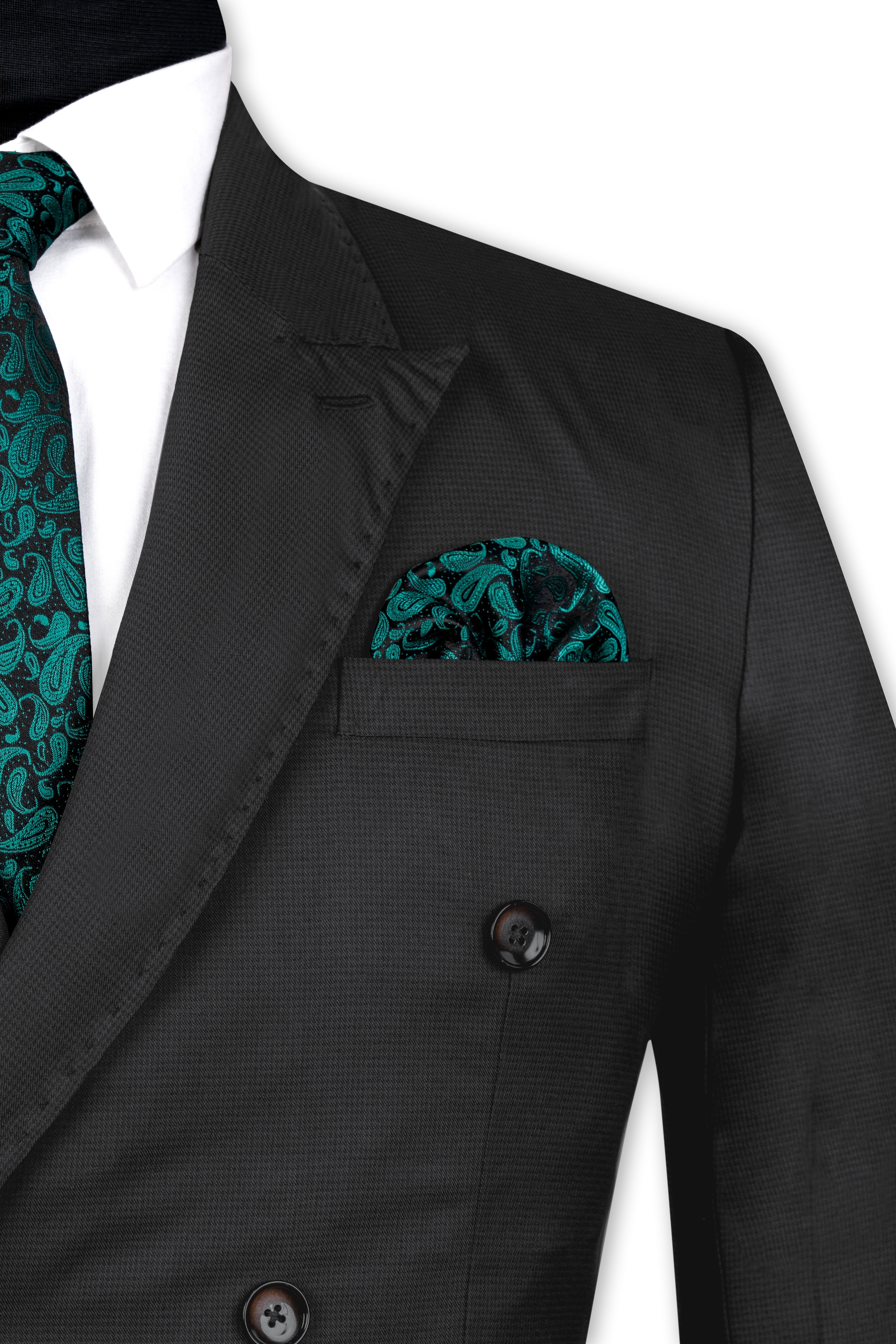 Vulcan Black Wool Rich Double Breasted Suit