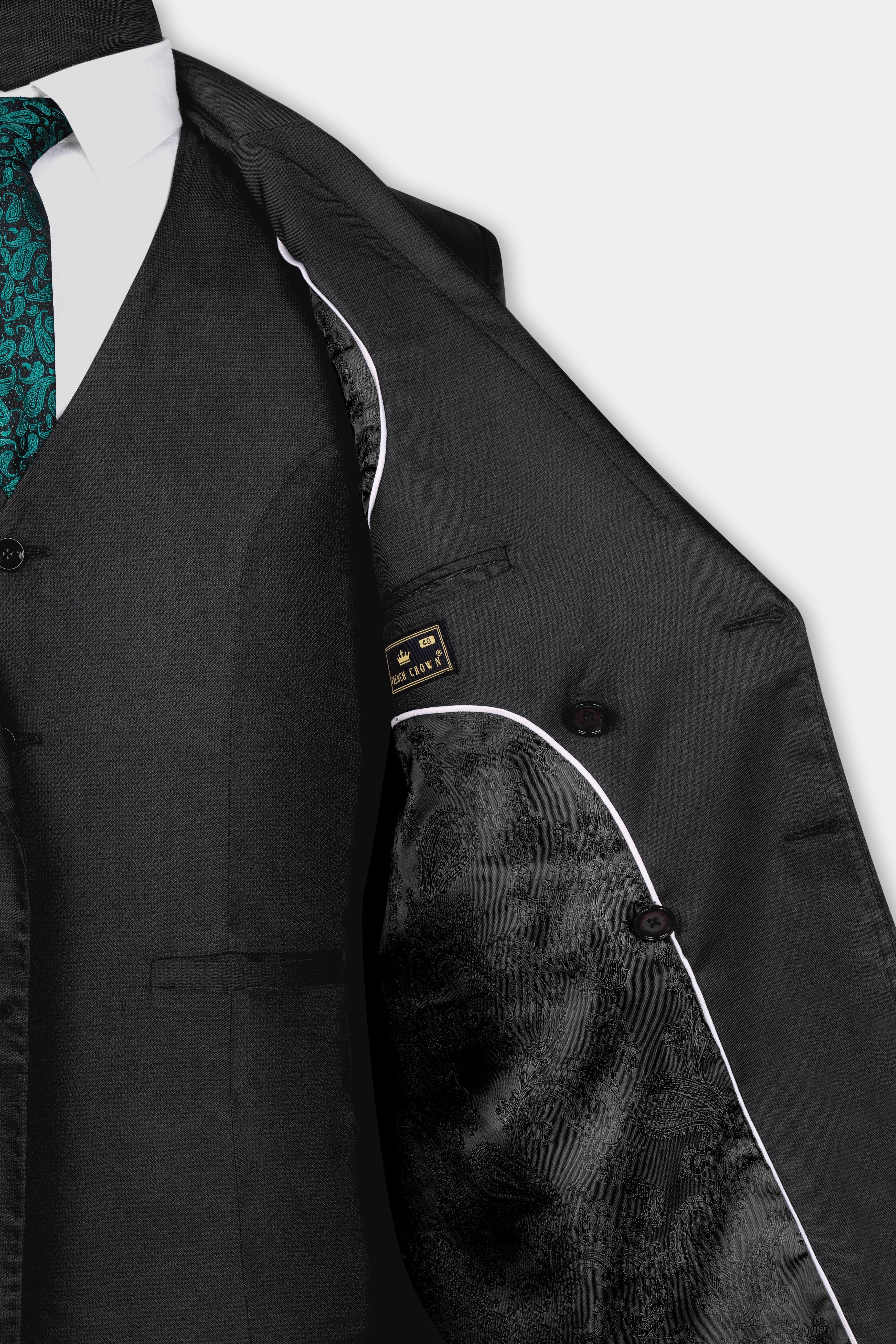 Vulcan Black Wool Rich Double Breasted Suit