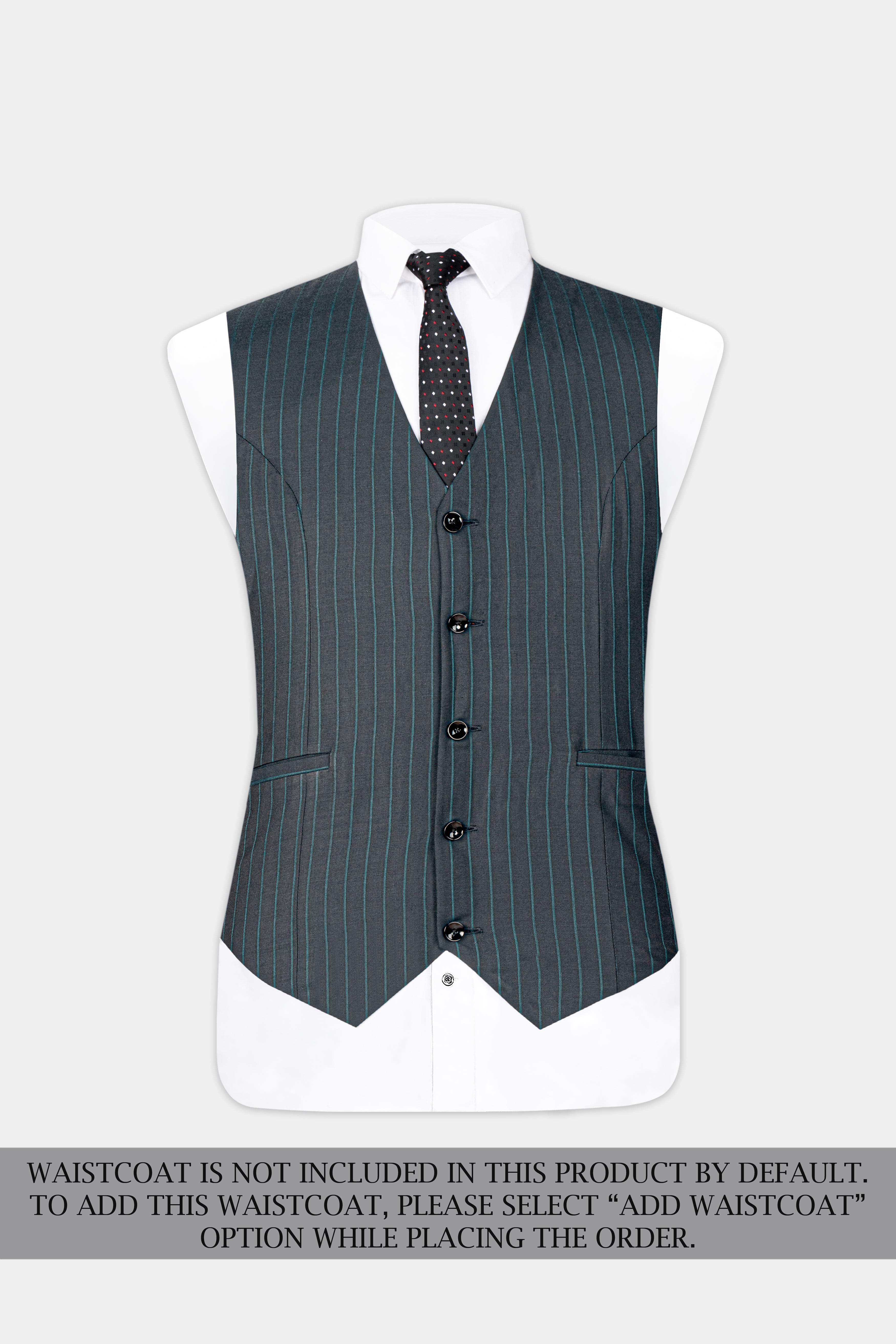Gravel Gray and Lagoon Blue Striped Wool Rich Double Breasted Suit