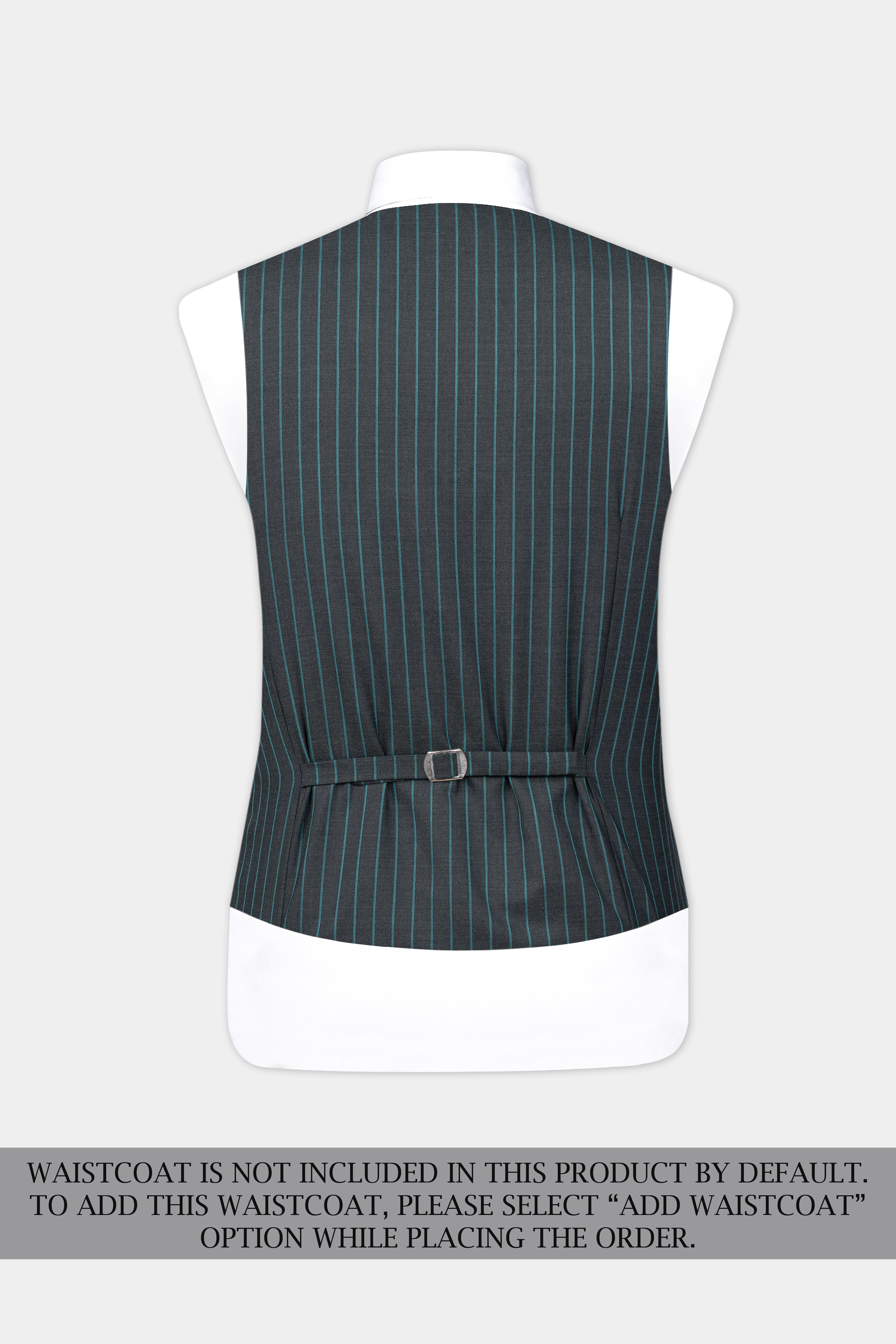 Gravel Gray and Lagoon Blue Striped Wool Rich Double Breasted Suit
