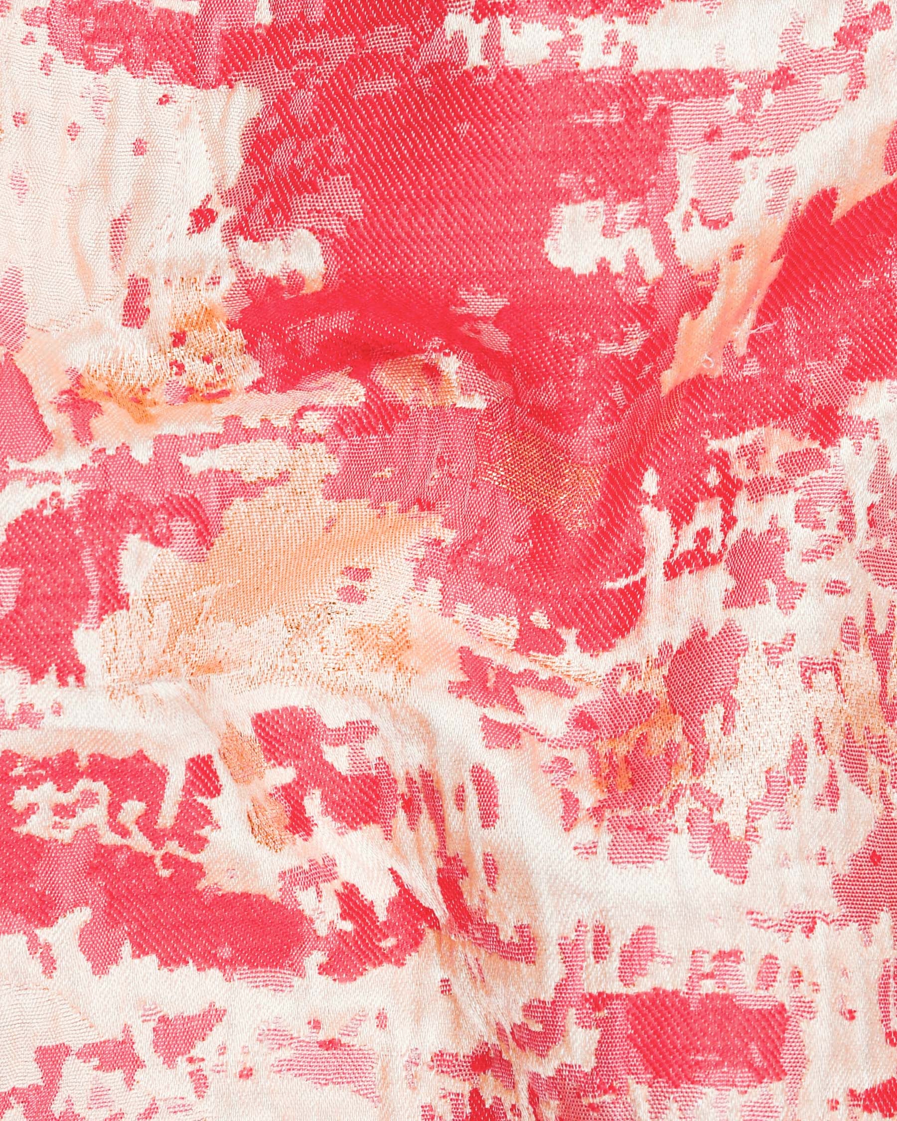 Rouge Pink with Golden Abstract Jacquard Patterned Designer Tuxedo Suit