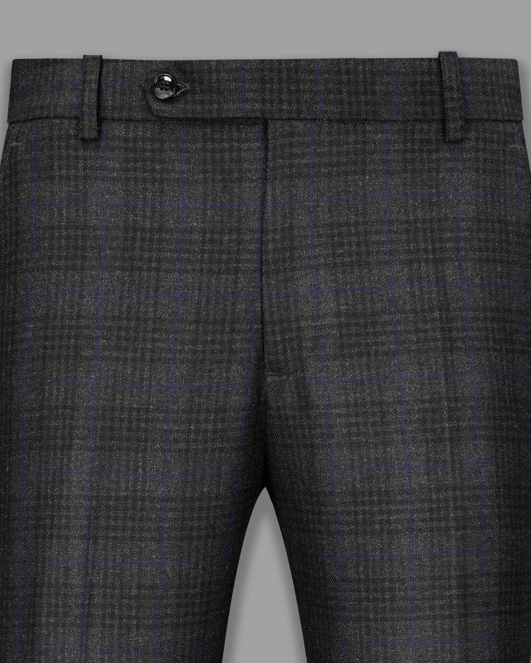 Shark Grey Plaid with Bunting Blue Wool Rich Pant T1131-28, T1131-40, T1131-42, T1131-38, T1131-44, T1131-34, T1131-36, T1131-30, T1131-32