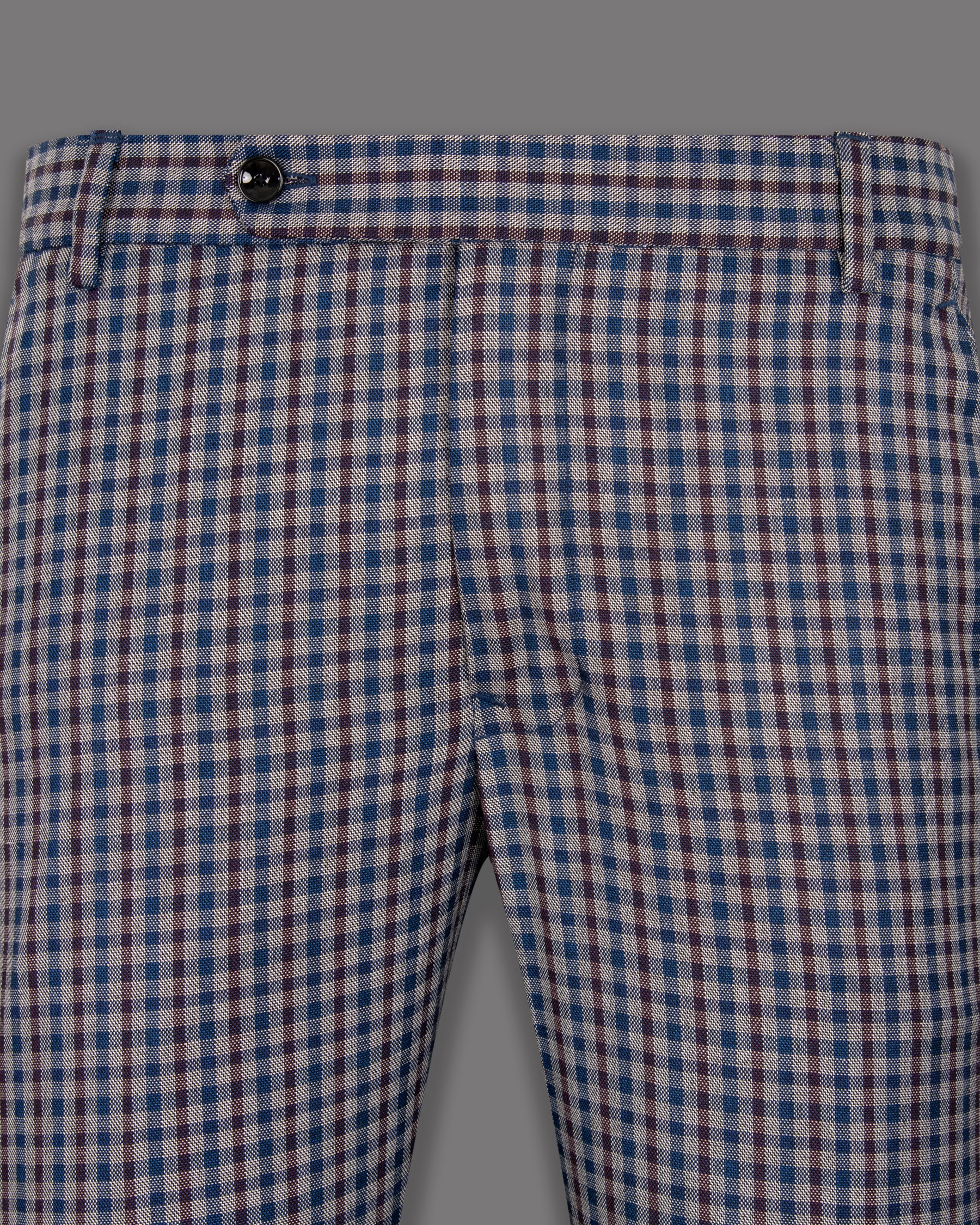 Brown with Blue Gingham wool rich Pant T1278-28, T1278-30, T1278-32, T1278-34, T1278-36, T1278-38, T1278-40, T1278-44, T1278-42