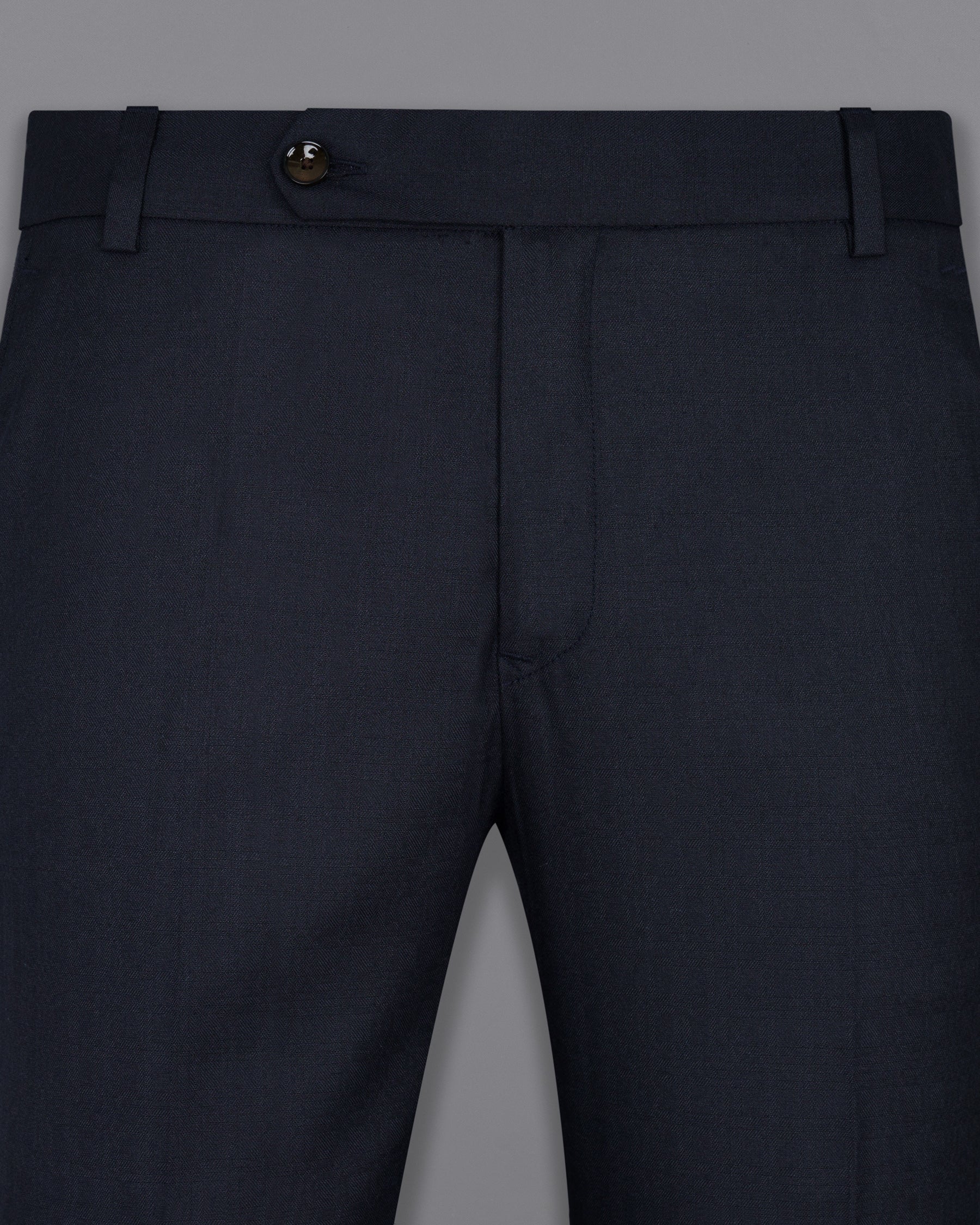 Blue Subtle Textured Wool Rich Pant
