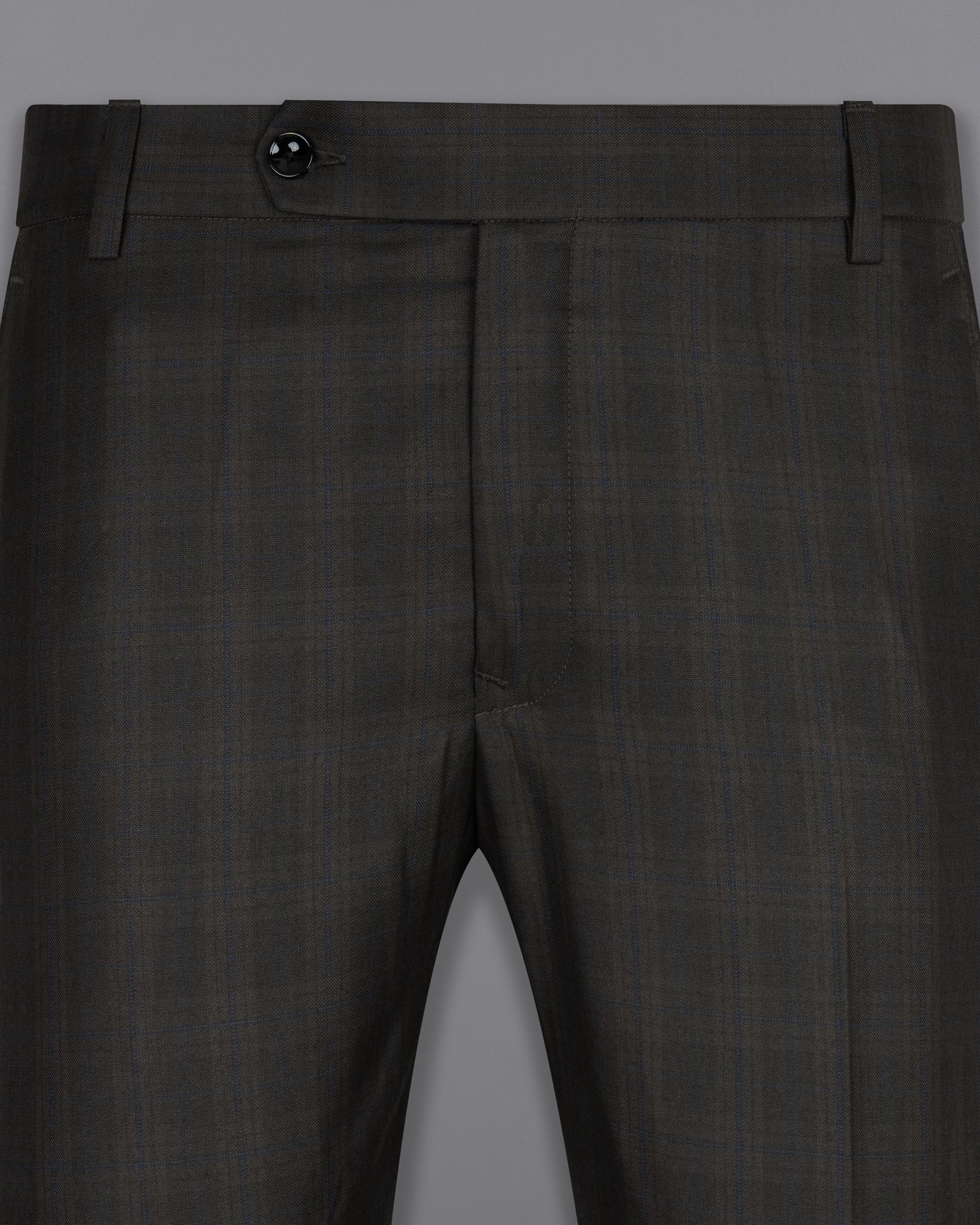 Thunder brown Plaid Wool Rich Pant