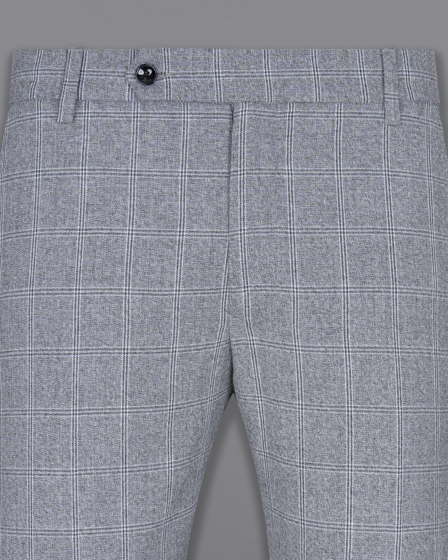 Manatee Grey windowpane Wool Rich Pant