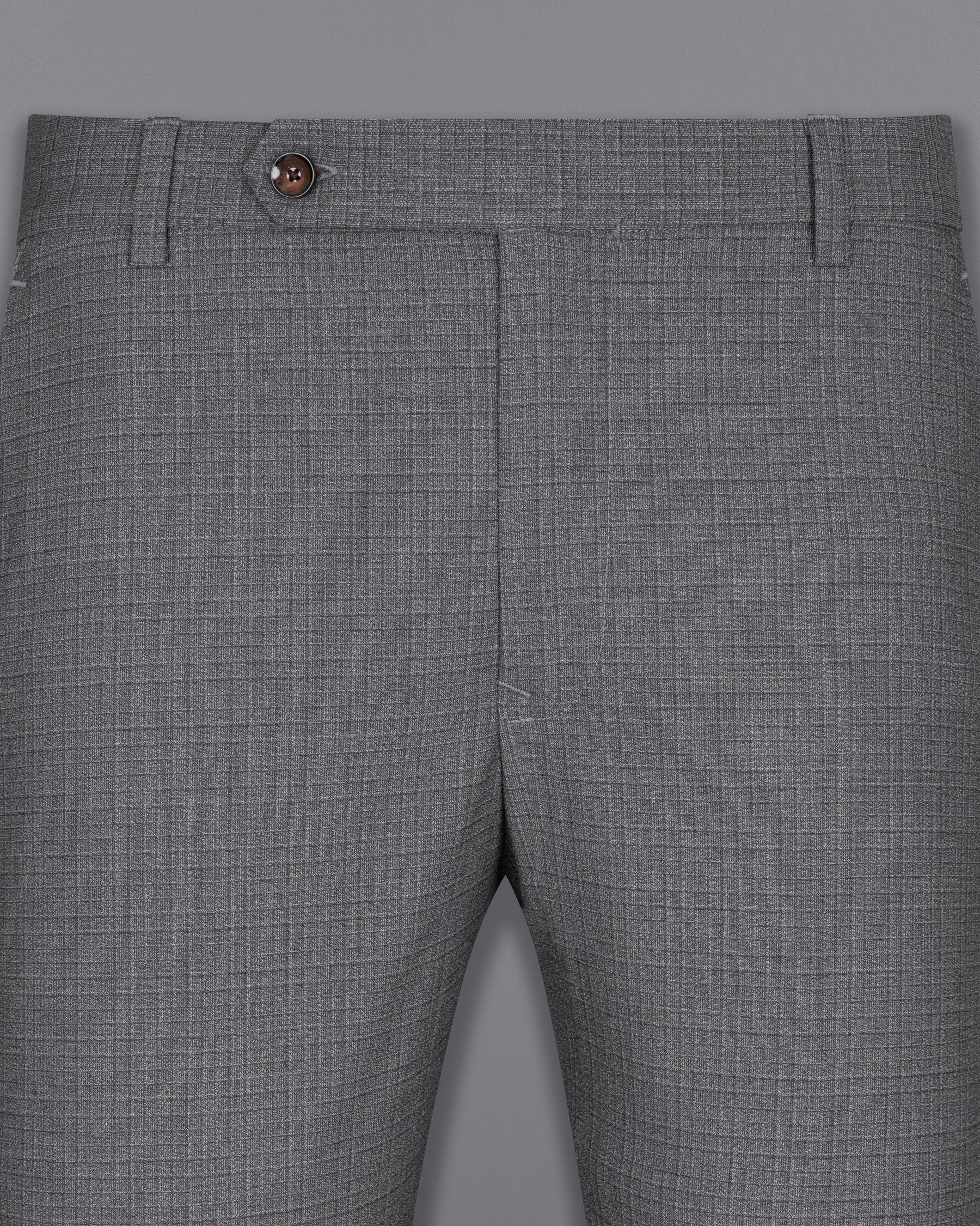 Fuscous Gray Chequered Wool Rich Pant