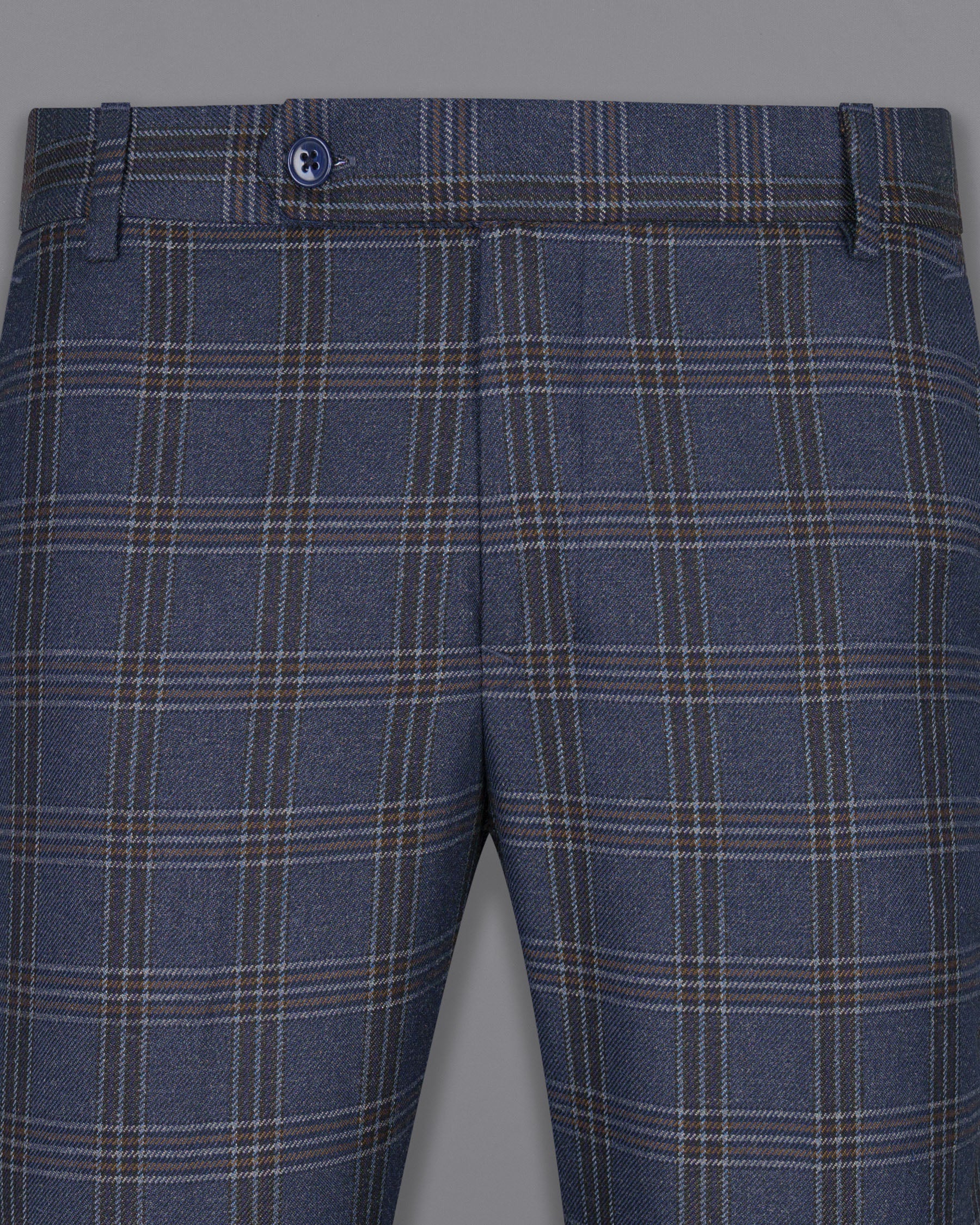 Licorice Blue Plaid heavyweight tweed Wool Rich Pant