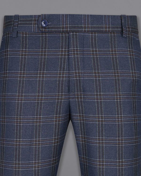 Licorice Blue Plaid heavyweight tweed Wool Rich Pant