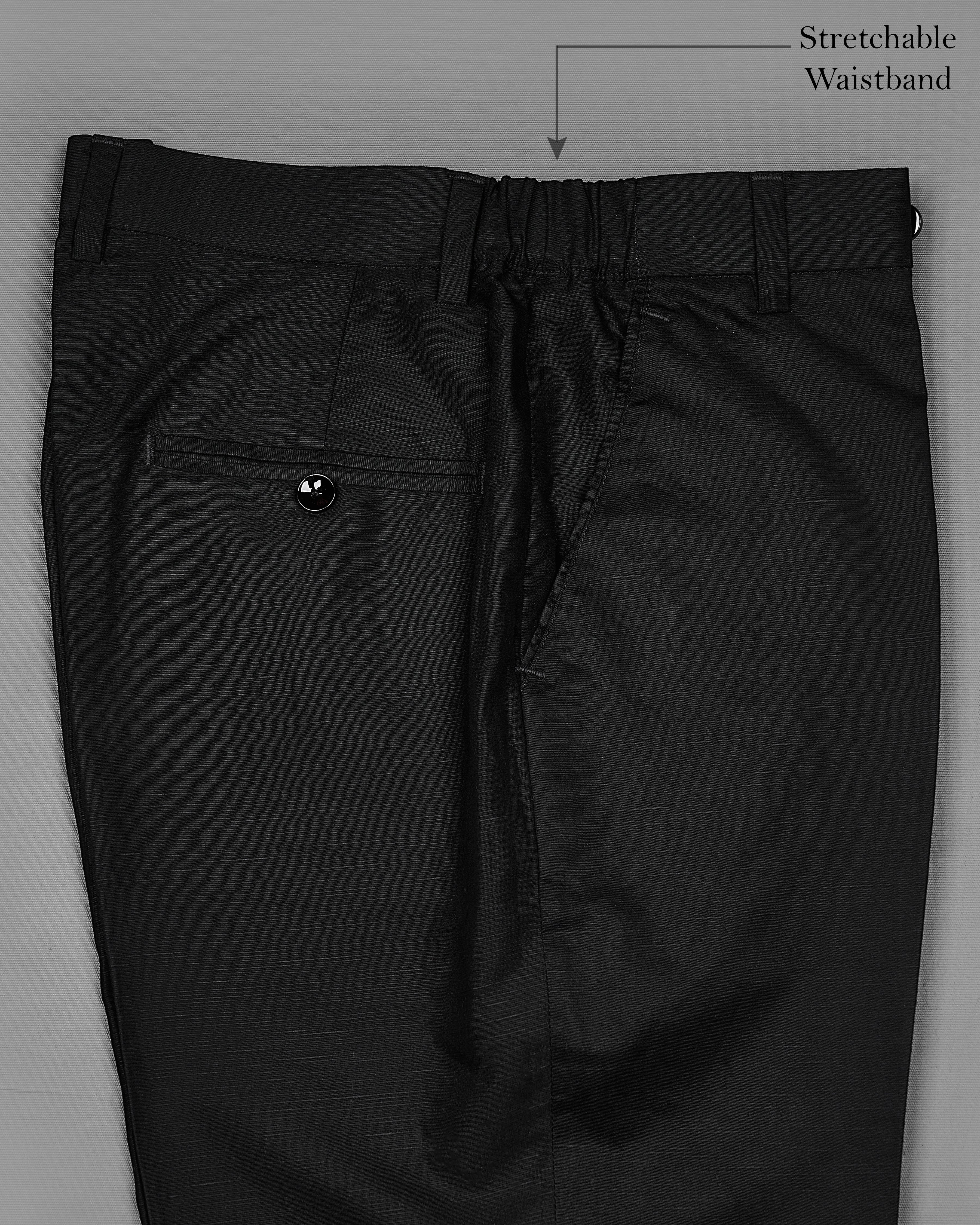 Jade Black Stretchable Luxurious Linen Pants T2211-28, T2211-30, T2211-32, T2211-34, T2211-36, T2211-38, T2211-40, T2211-42, T2211-44