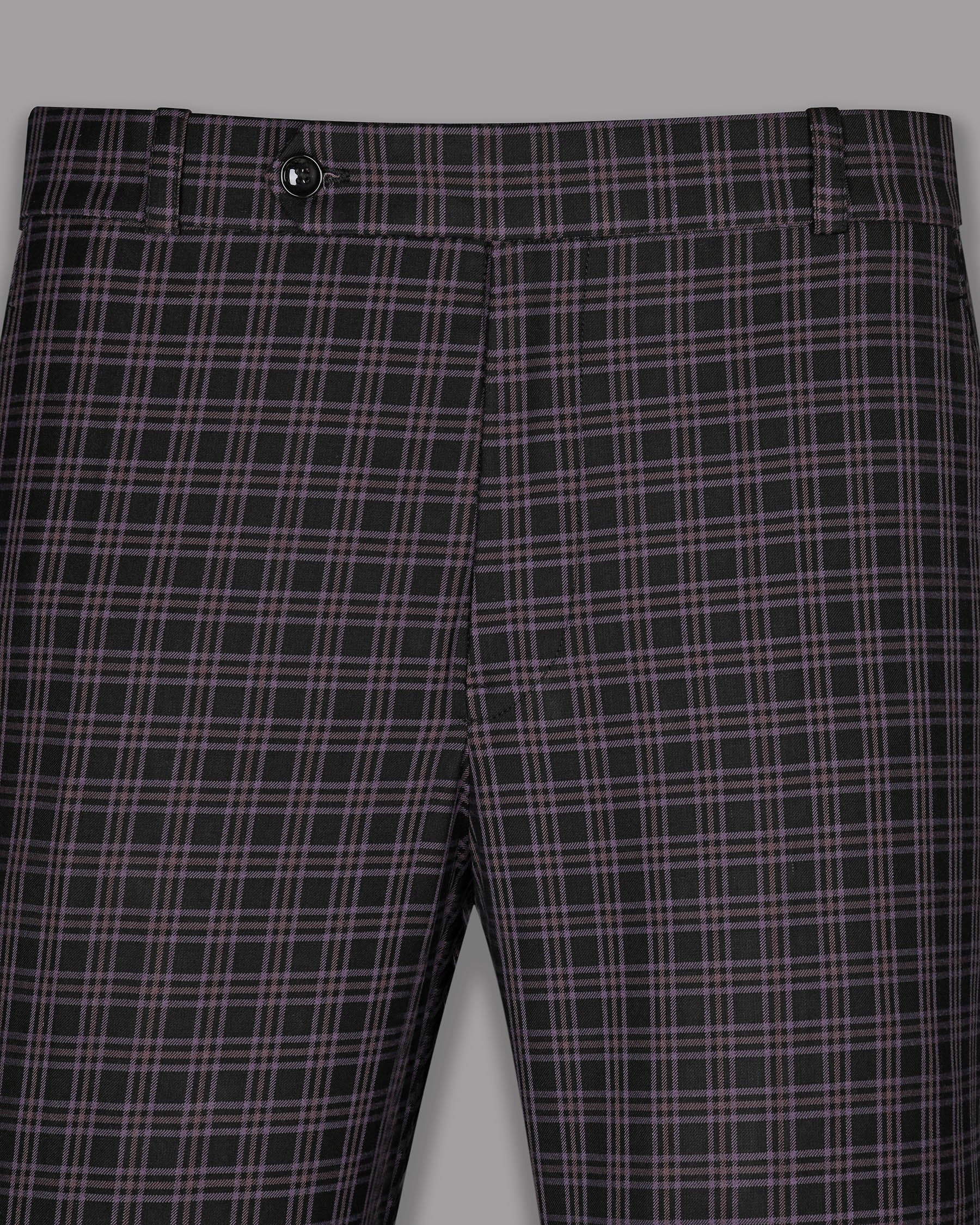 Black with Lilac Twill Plaid Wool Blend Pant T600-34, T600-28, T600-42, T600-30, T600-32, T600-36, T600-40, T600-44, T600-38