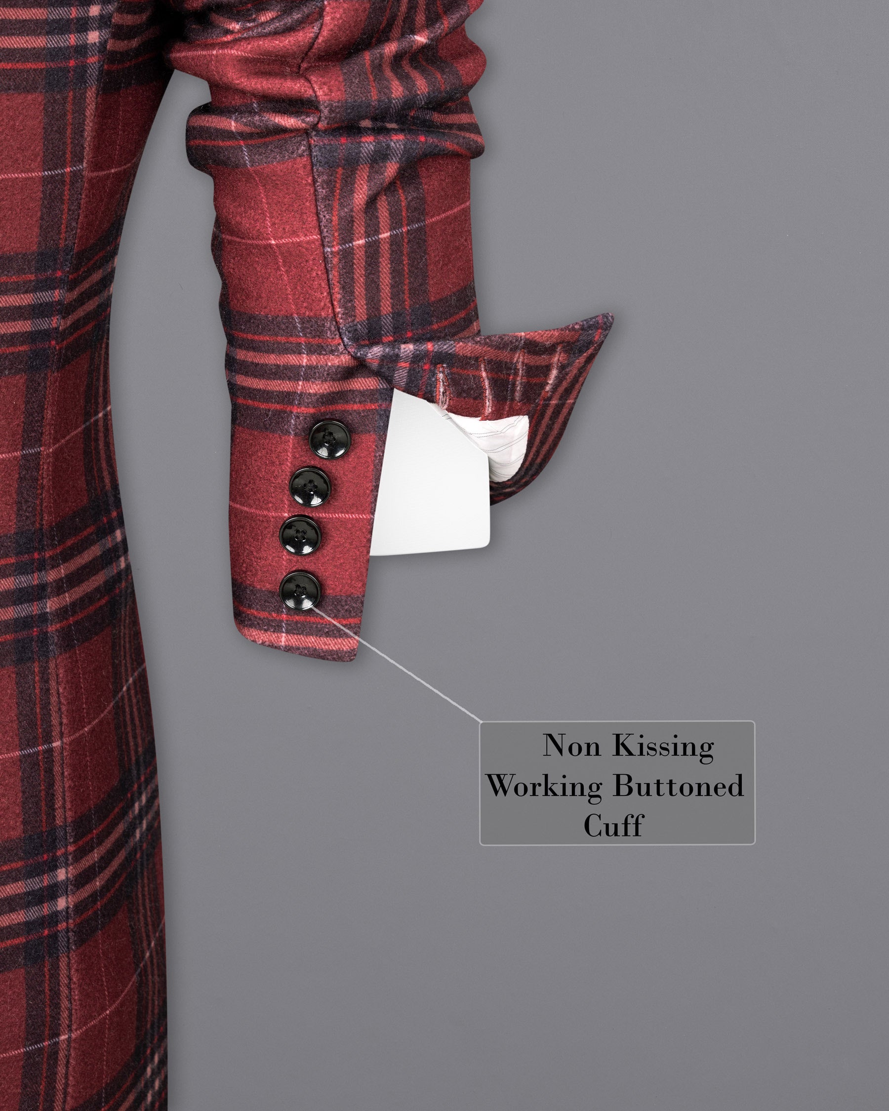 Shiraz Red Plaid Trench Coat TCB1789-SB-36, TCB1789-SB-38, TCB1789-SB-40, TCB1789-SB-42, TCB1789-SB-44, TCB1789-SB-46, TCB1789-SB-48, TCB1789-SB-50, TCB1789-SB-52, TCB1789-SB-54, TCB1789-SB-56, TCB1789-SB-58, TCB1789-SB-60