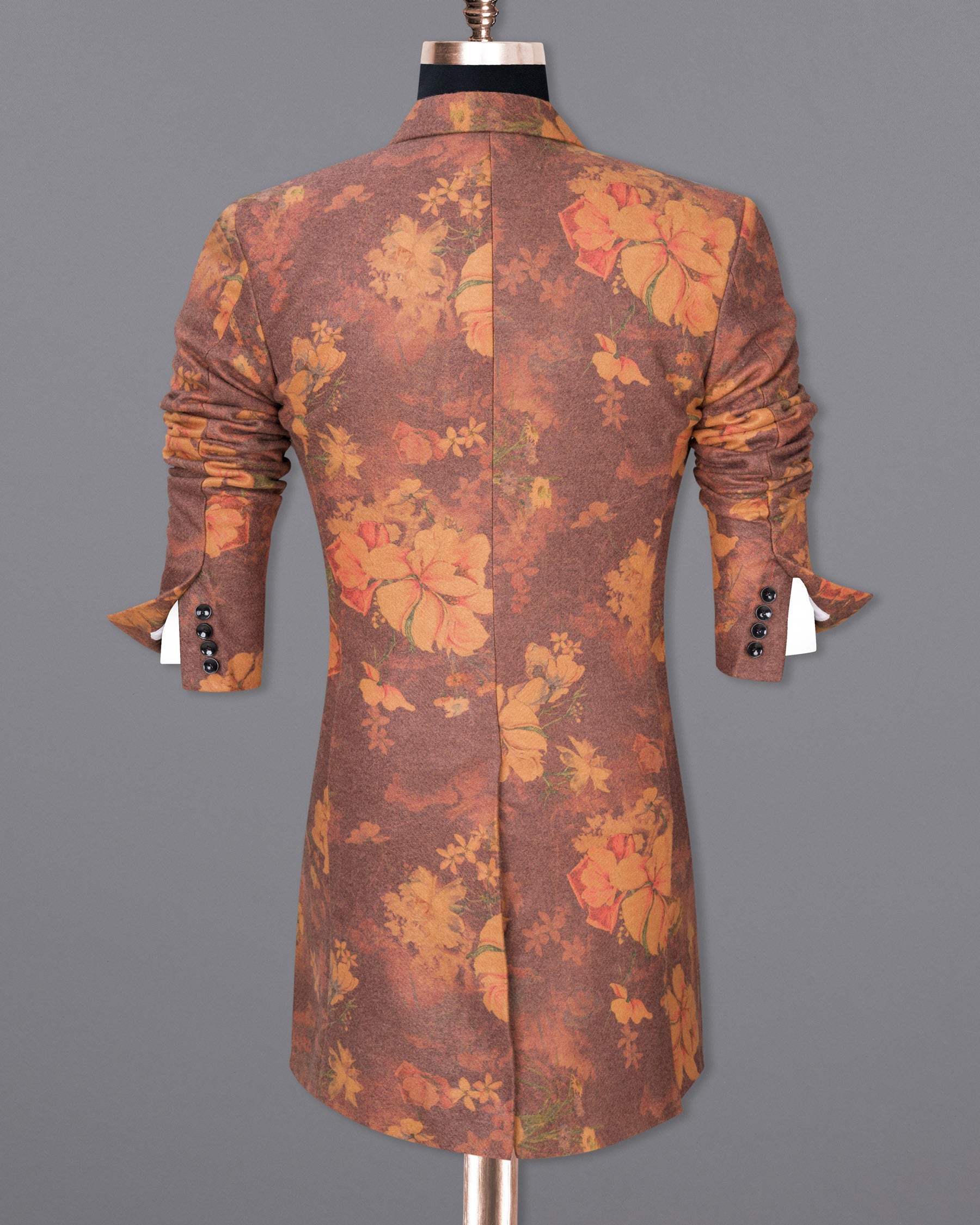 Tosca Rust Floral Printed Trench Coat TCB1826-SB-36, TCB1826-SB-38, TCB1826-SB-40, TCB1826-SB-42, TCB1826-SB-44, TCB1826-SB-46, TCB1826-SB-48, TCB1826-SB-50, TCB1826-SB-52, TCB1826-SB-54, TCB1826-SB-56, TCB1826-SB-58, TCB1826-SB-60