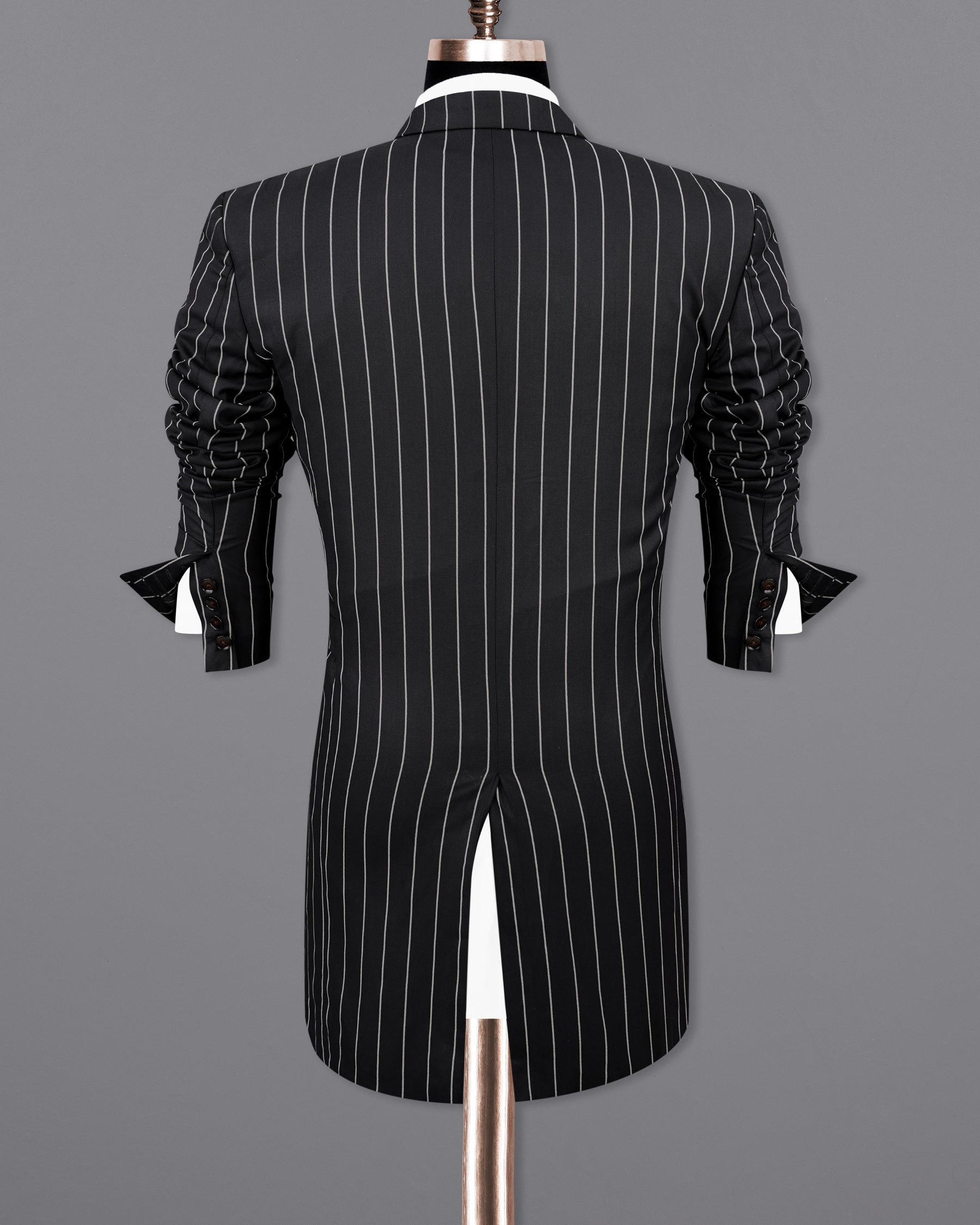 Jaguar Black with Concrete Gray Striped Double Breasted Belt Closure Trench Coat Belt Closure TCB2157-DB-D35-36, TCB2157-DB-D35-38, TCB2157-DB-D35-40, TCB2157-DB-D35-42, TCB2157-DB-D35-44, TCB2157-DB-D35-46, TCB2157-DB-D35-48, TCB2157-DB-D35-50, TCB2157-DB-D35-52, TCB2157-DB-D35-54, TCB2157-DB-D35-56, TCB2157-DB-D35-58, TCB2157-DB-D35-60