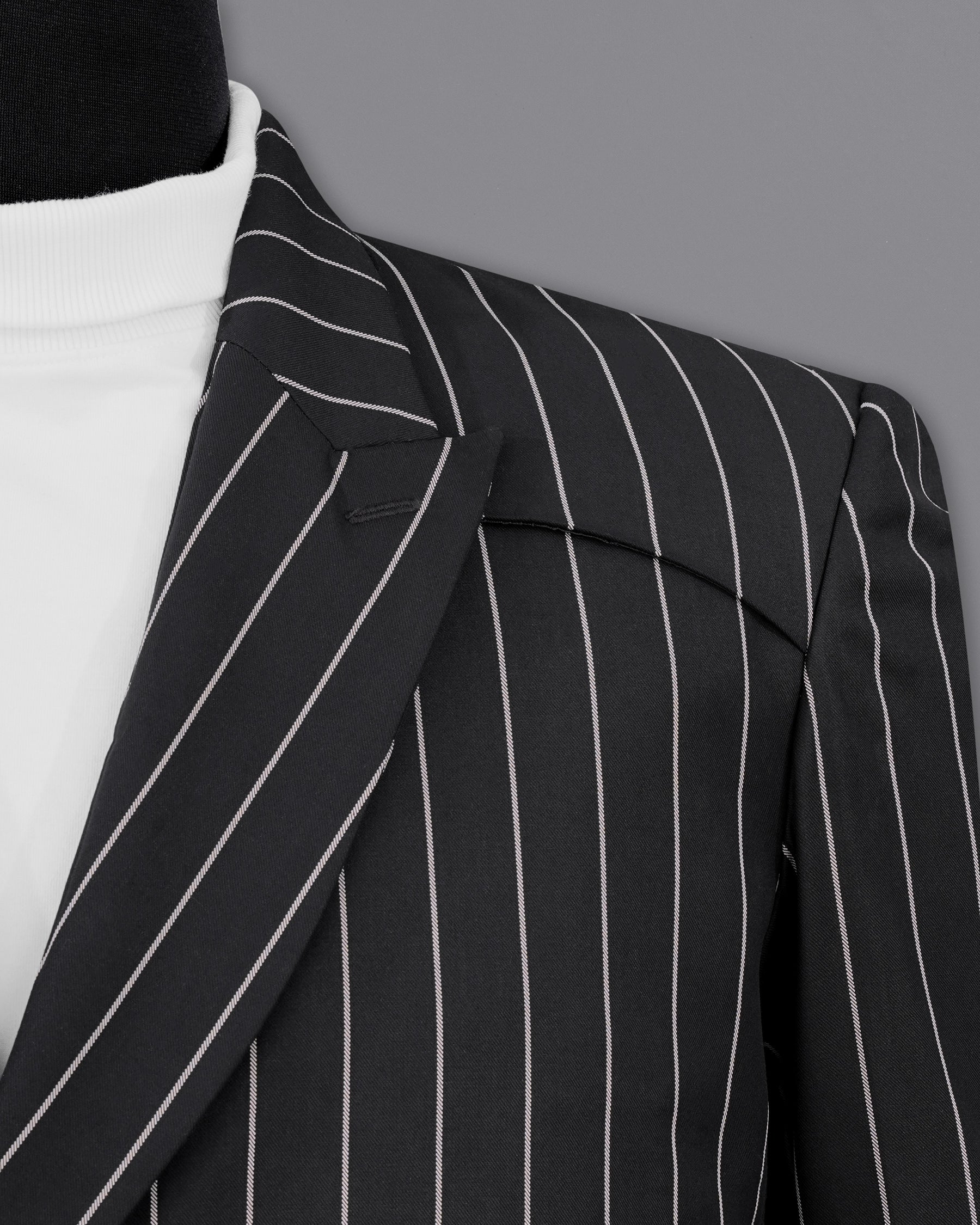 Jaguar Black with Concrete Gray Striped Double Breasted Belt Closure Trench Coat Belt Closure TCB2157-DB-D35-36, TCB2157-DB-D35-38, TCB2157-DB-D35-40, TCB2157-DB-D35-42, TCB2157-DB-D35-44, TCB2157-DB-D35-46, TCB2157-DB-D35-48, TCB2157-DB-D35-50, TCB2157-DB-D35-52, TCB2157-DB-D35-54, TCB2157-DB-D35-56, TCB2157-DB-D35-58, TCB2157-DB-D35-60