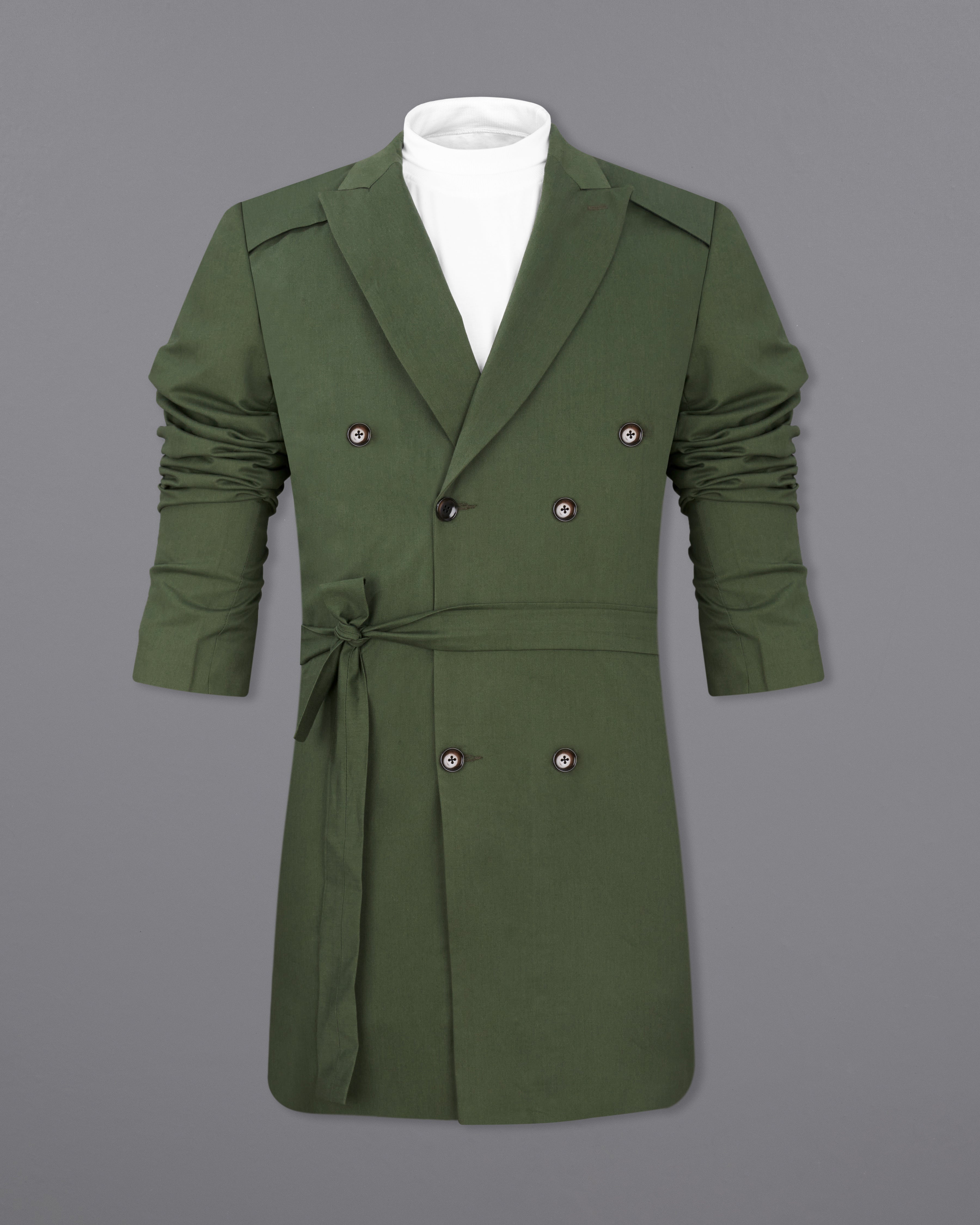 Rifle Green Premium Cotton Designer Trench Coat TCB2323-D35-36, TCB2323-D35-38, TCB2323-D35-40, TCB2323-D35-42, TCB2323-D35-44, TCB2323-D35-46, TCB2323-D35-48, TCB2323-D35-50, TCB2323-D35-52, TCB2323-D35-54, TCB2323-D35-56, TCB2323-D35-58, TCB2323-D35-60
