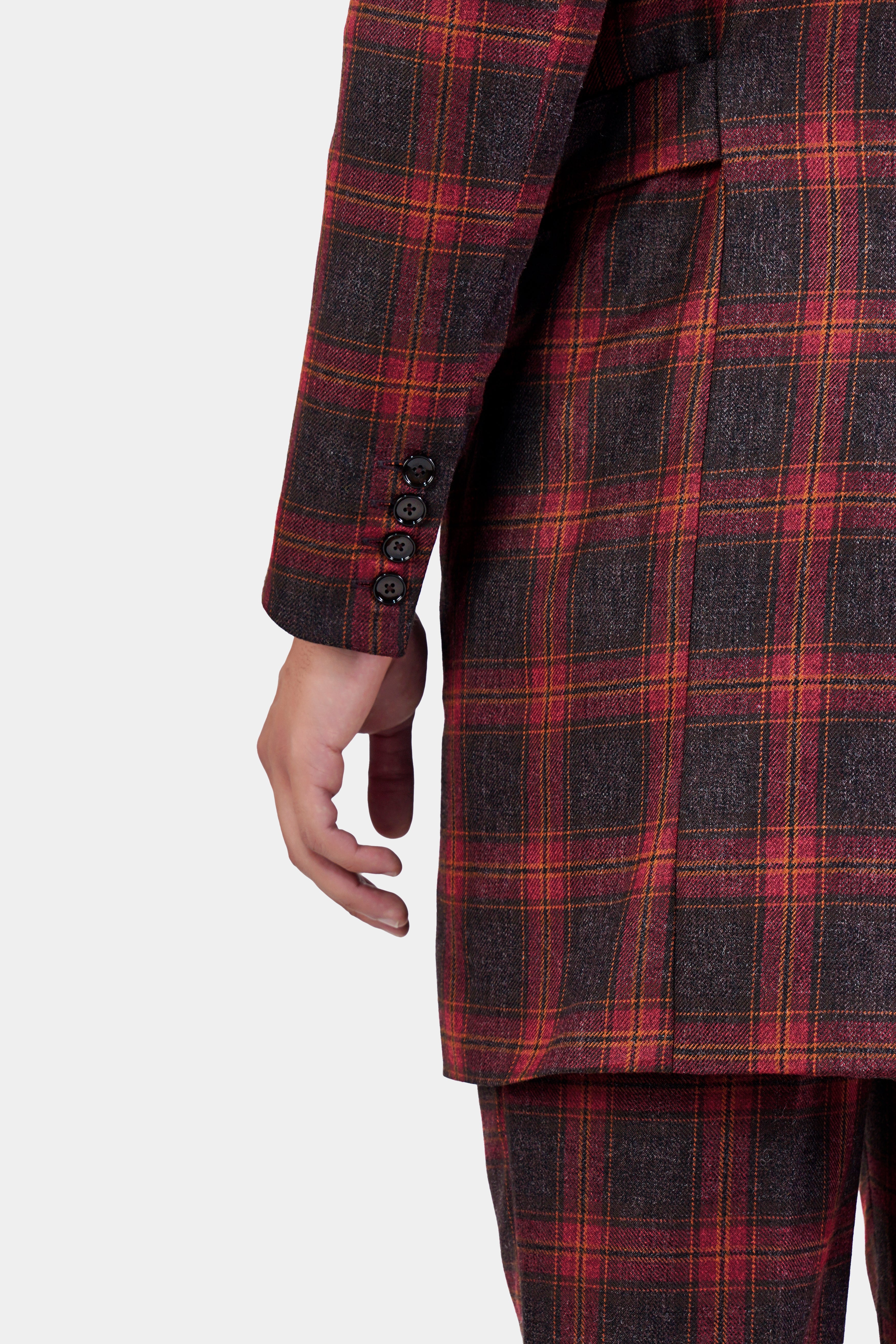 Claret Red and Walnut Brown Tweed Plaid Double Breasted Designer Trench Coat TCB2918-DB-D1-36, TCB2918-DB-D1-38, TCB2918-DB-D1-40, TCB2918-DB-D1-42, TCB2918-DB-D1-44, TCB2918-DB-D1-46, TCB2918-DB-D1-48, TCB2918-DB-D1-50, TCB2918-DB-D1-52, TCB2918-DB-D1-54, TCB2918-DB-D1-56, TCB2918-DB-D1-58, TCB2918-DB-D1-60