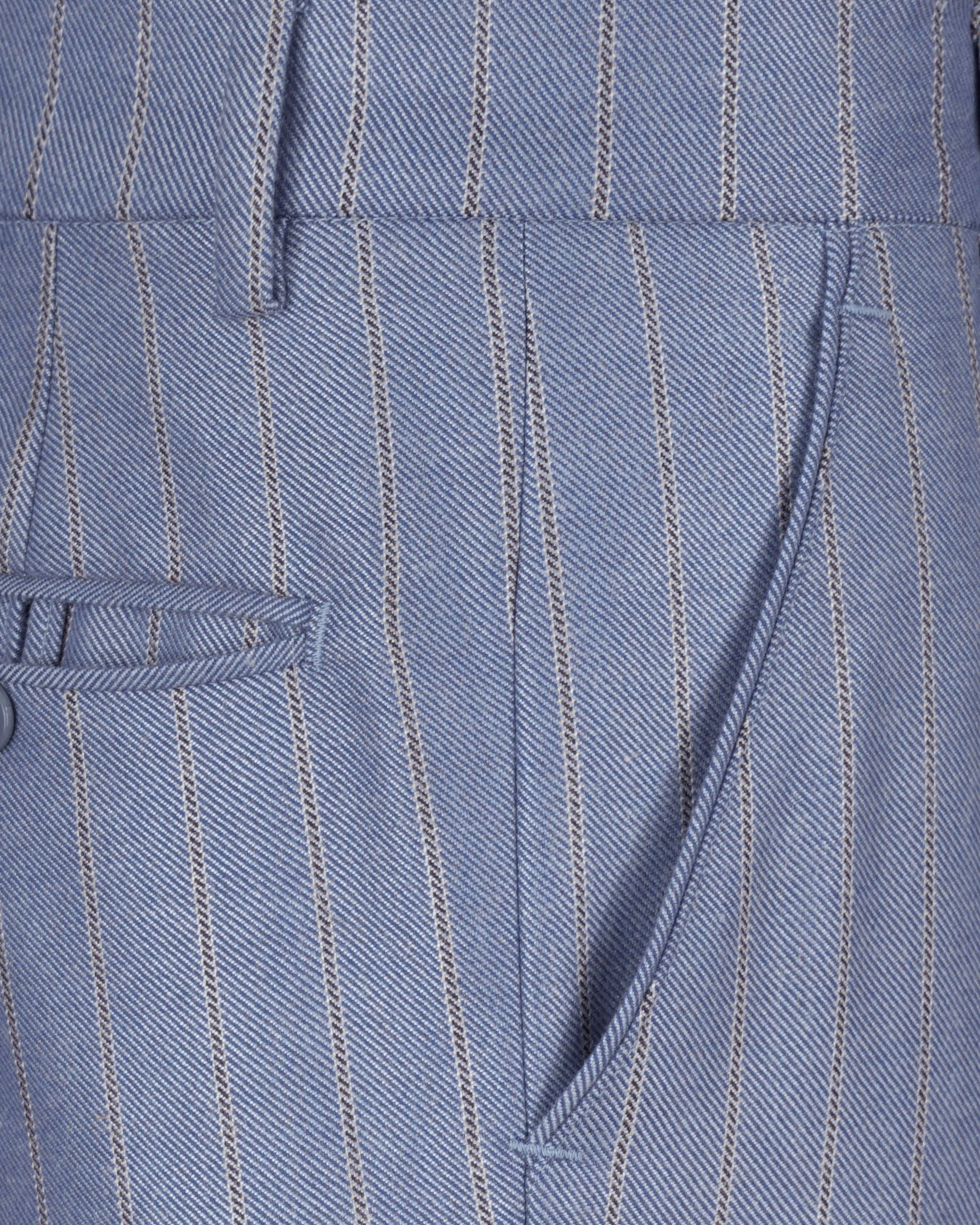 Waterloo Blue Striped Double Breasted Designer Trench Coat With Pant TCPT2086-DB-36, TCPT2086-DB-38, TCPT2086-DB-40, TCPT2086-DB-42, TCPT2086-DB-44, TCPT2086-DB-46, TCPT2086-DB-48, TCPT2086-DB-50, TCPT2086-DB-52, TCPT2086-DB-54, TCPT2086-DB-56, TCPT2086-DB-58, TCPT2086-DB-60