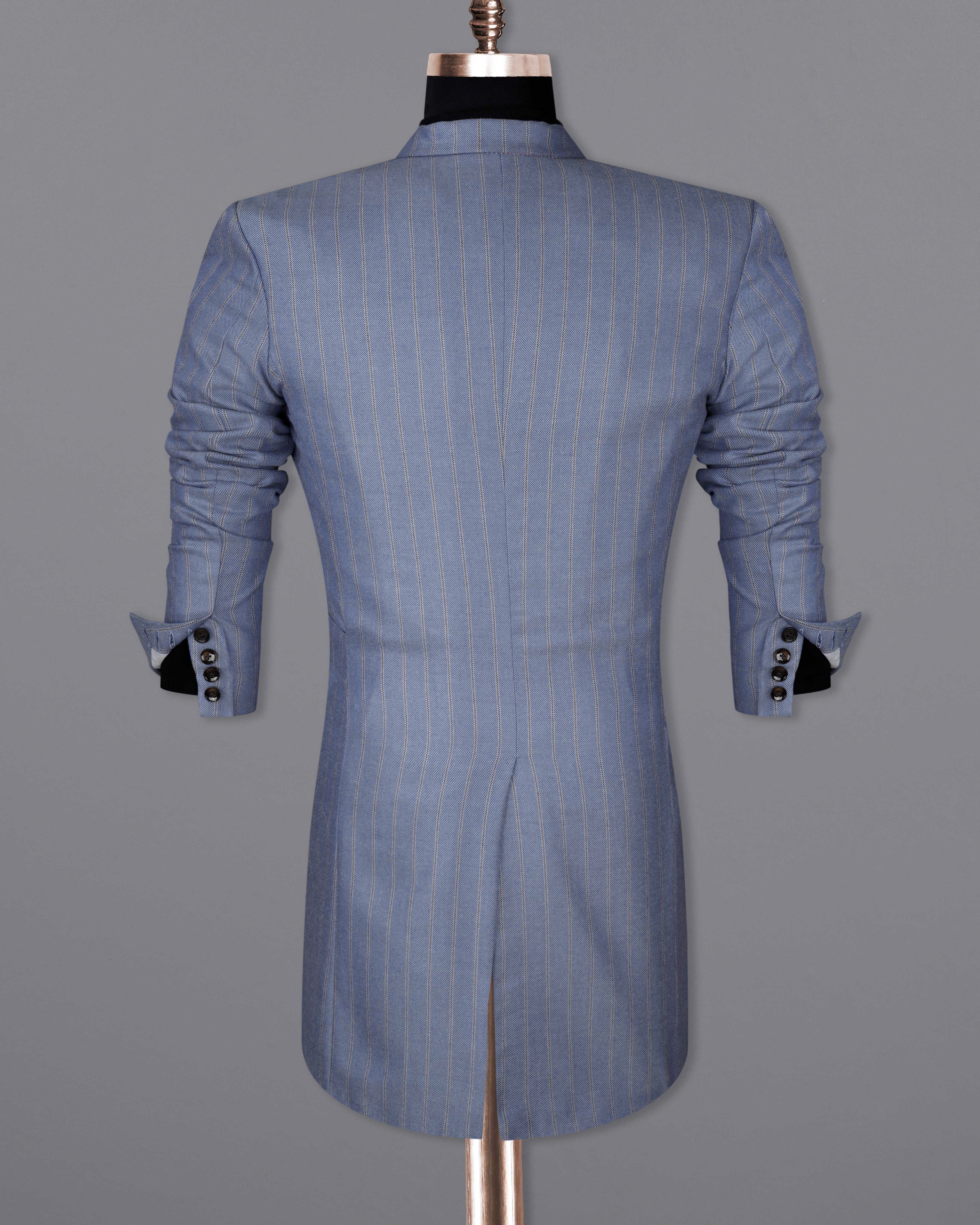 Waterloo Blue Striped Double Breasted Designer Trench Coat With Pant TCPT2086-DB-36, TCPT2086-DB-38, TCPT2086-DB-40, TCPT2086-DB-42, TCPT2086-DB-44, TCPT2086-DB-46, TCPT2086-DB-48, TCPT2086-DB-50, TCPT2086-DB-52, TCPT2086-DB-54, TCPT2086-DB-56, TCPT2086-DB-58, TCPT2086-DB-60