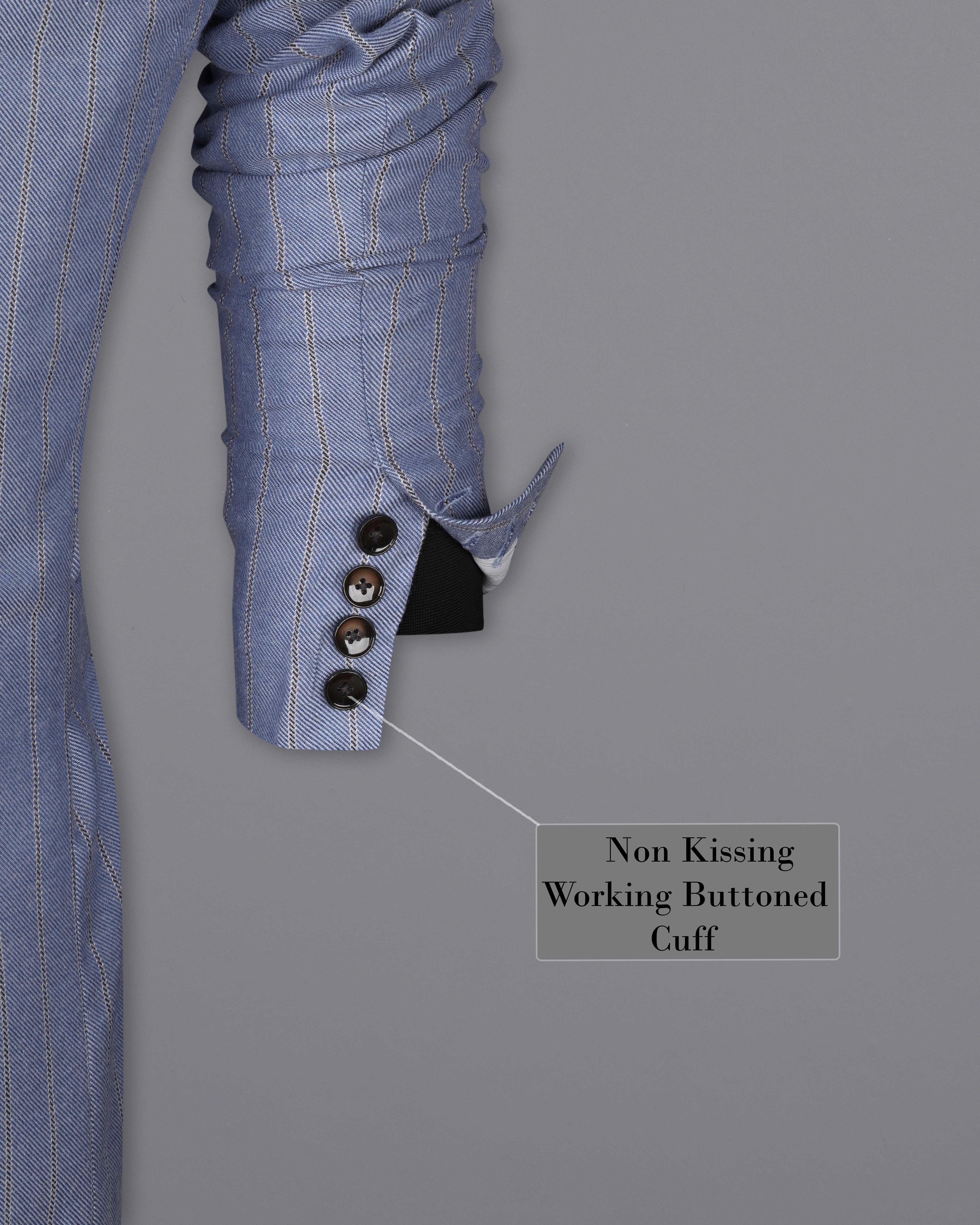 Waterloo Blue Striped Double Breasted Designer Trench Coat With Pant TCPT2086-DB-36, TCPT2086-DB-38, TCPT2086-DB-40, TCPT2086-DB-42, TCPT2086-DB-44, TCPT2086-DB-46, TCPT2086-DB-48, TCPT2086-DB-50, TCPT2086-DB-52, TCPT2086-DB-54, TCPT2086-DB-56, TCPT2086-DB-58, TCPT2086-DB-60