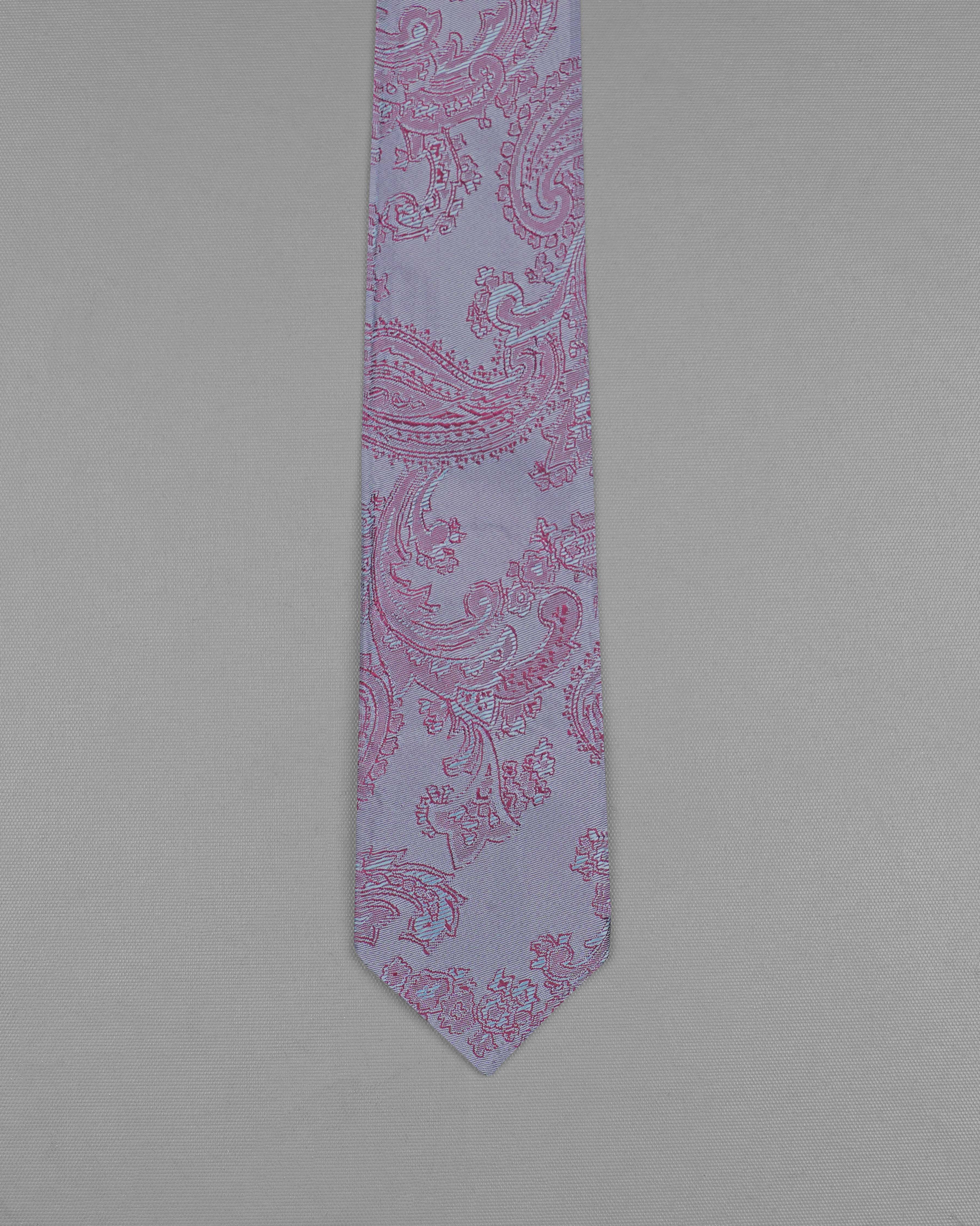 Mobster Maroon and Chateau Gray Two Tone Paisley Jacquard Tie with Pocket Square TP037