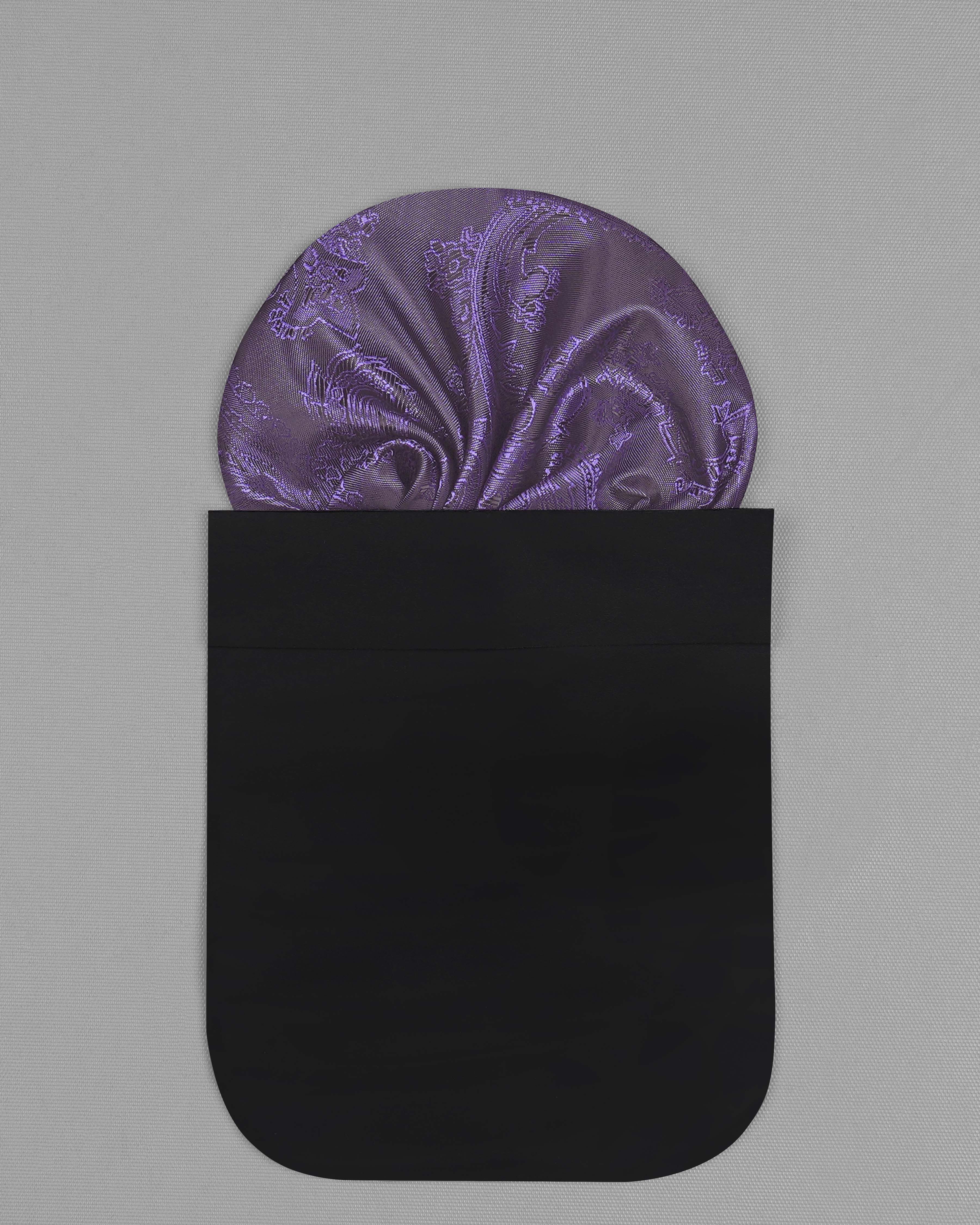 Comet Purple and Zambezi Gray Two Tone Paisley Jacquard Tie with Pocket Square TP039