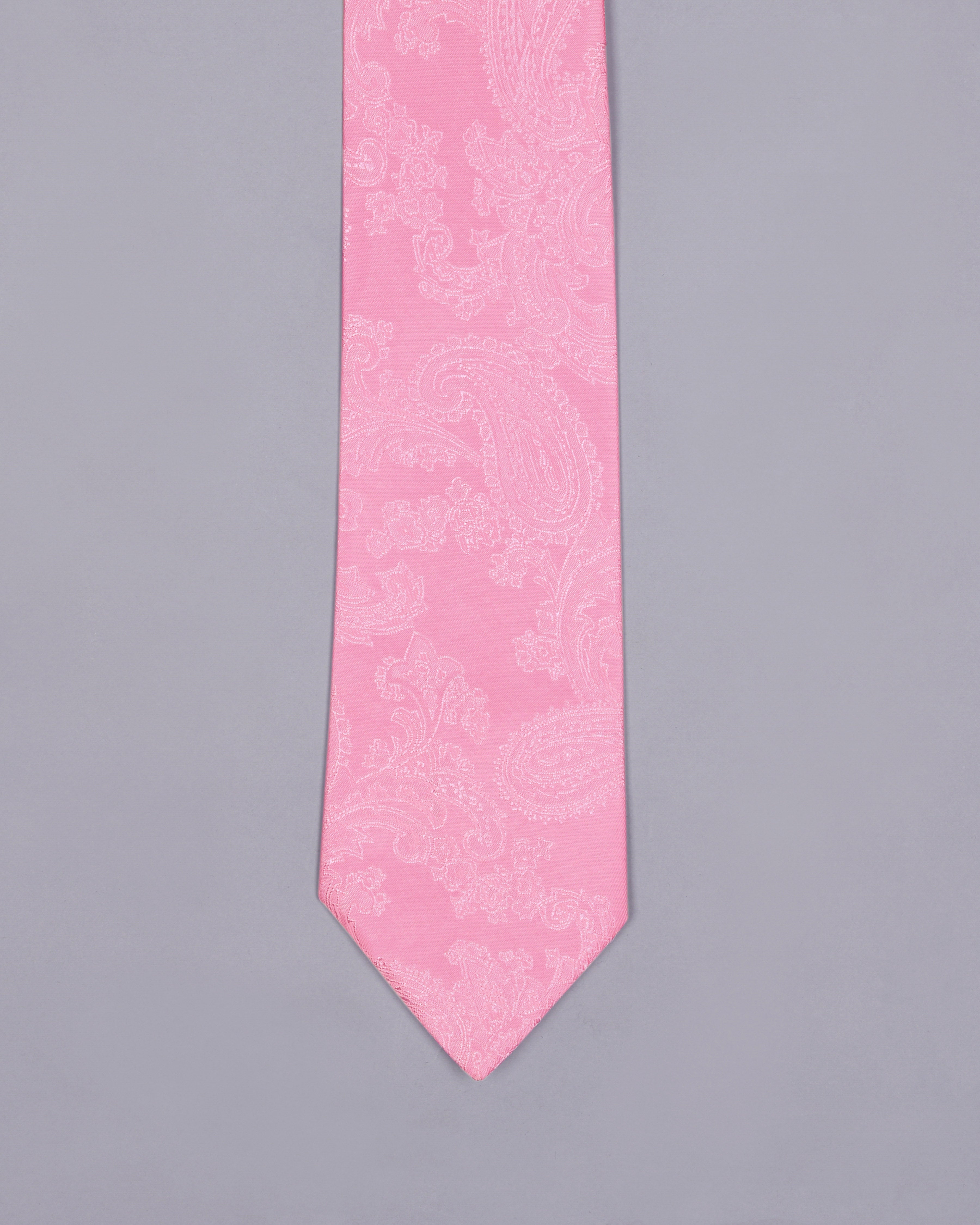 Taffy Pink Paisley Jacquard Tie with Free Pocket square
