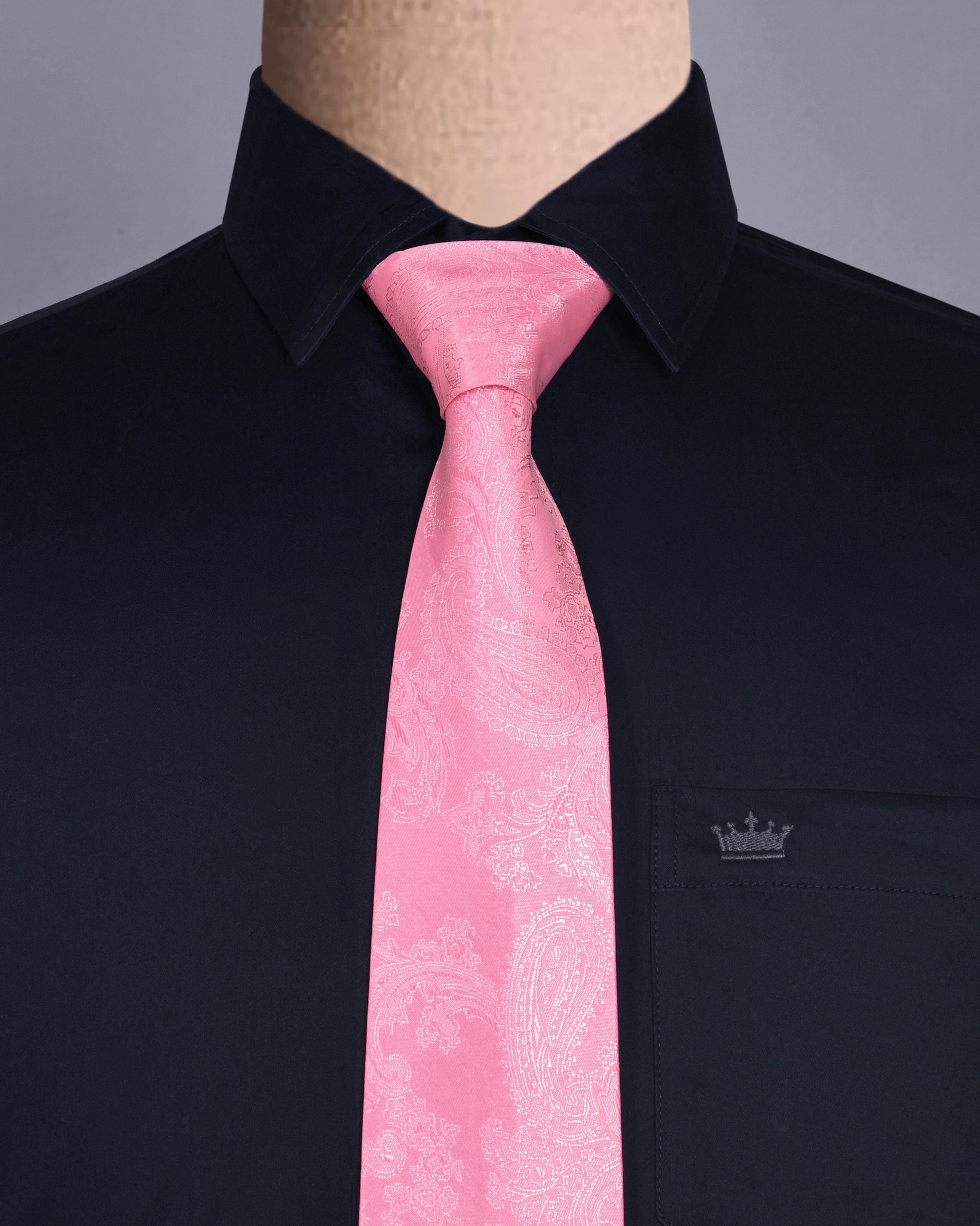 Taffy Pink Paisley Jacquard Tie with Free Pocket square
