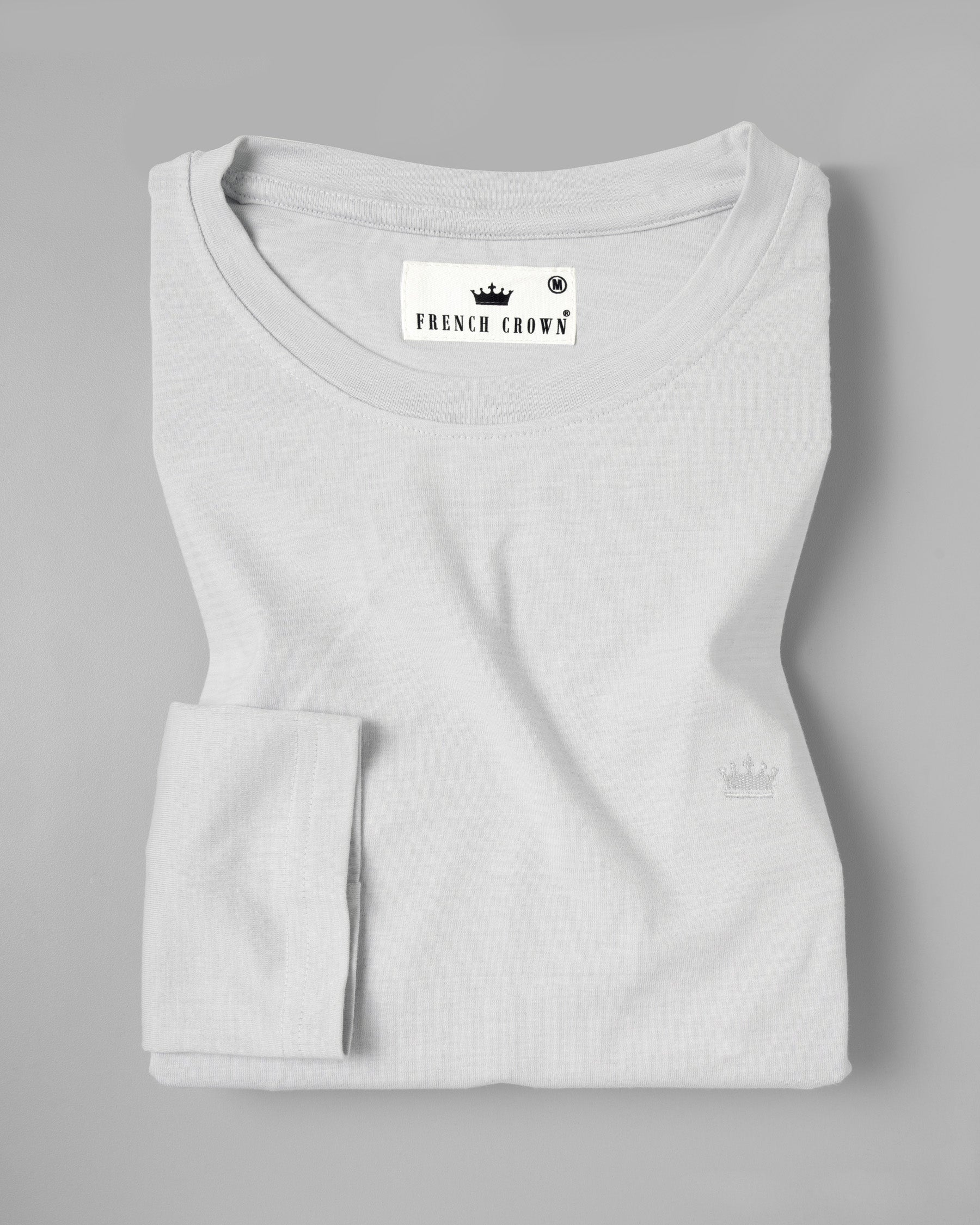 Light grey Slubbed Full-Sleeve Super soft Supima Organic Cotton Jersey T-shirt TS148-S, TS148-M, TS148-L, TS148-XL, TS148-XXL