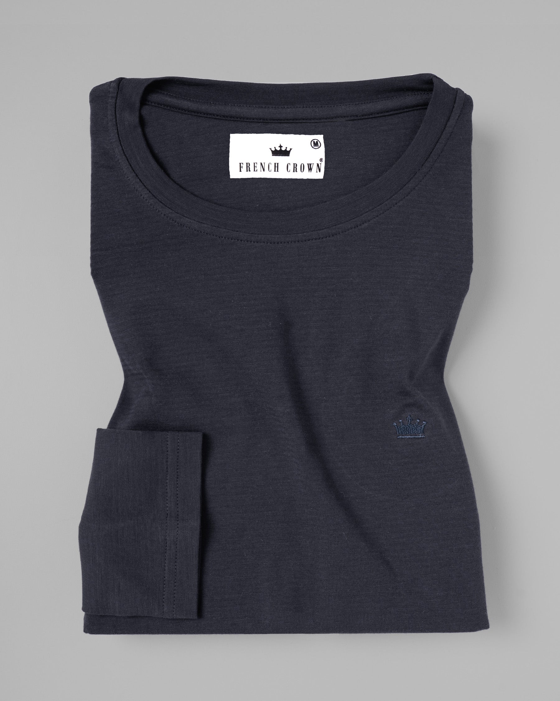 Denim Blue Slubbed Full-Sleeve Super soft Supima Organic Cotton Jersey T-shirt TS149-S, TS149-M, TS149-L, TS149-XL, TS149-XXL