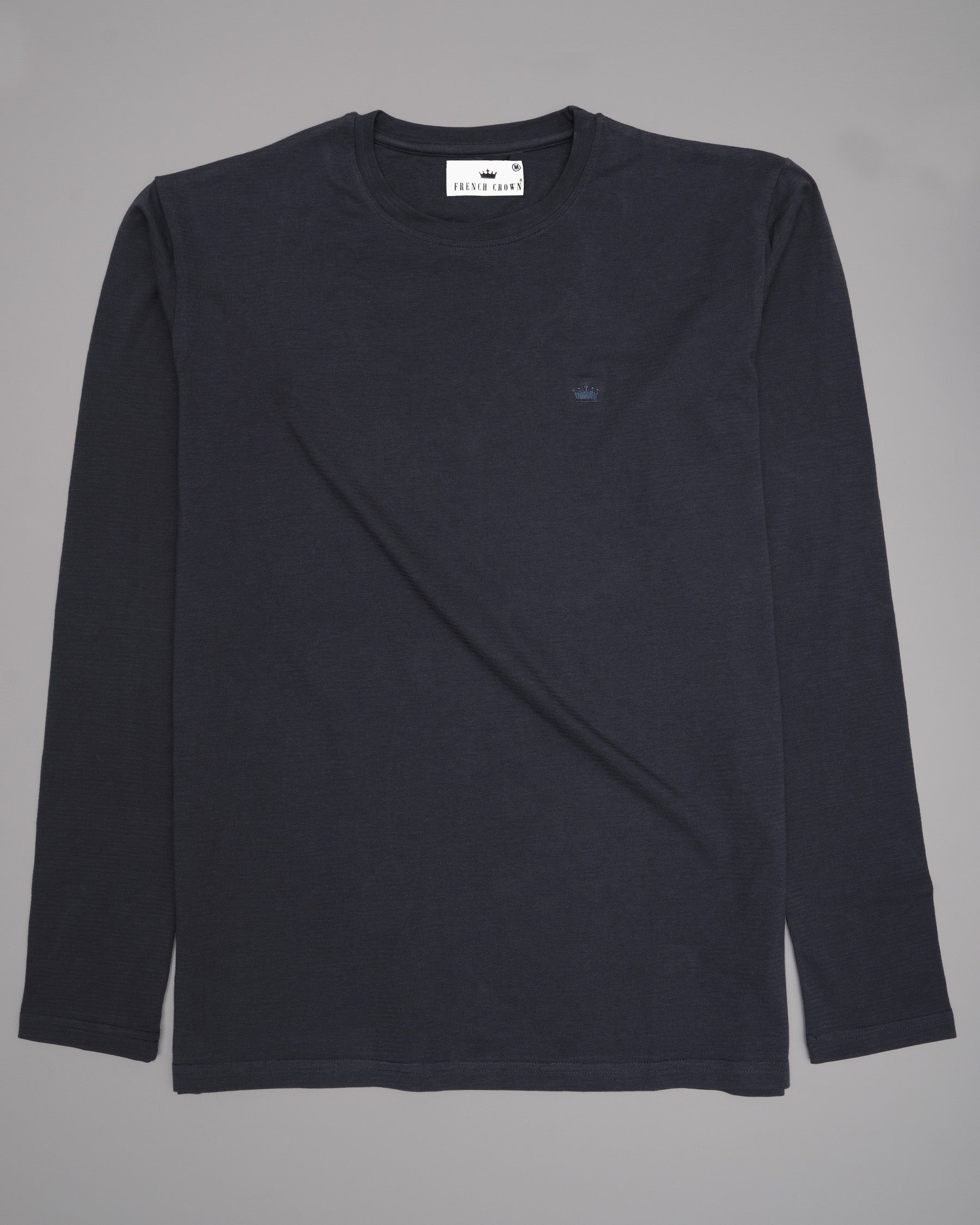 Denim Blue Slubbed Full-Sleeve Super soft Supima Organic Cotton Jersey T-shirt