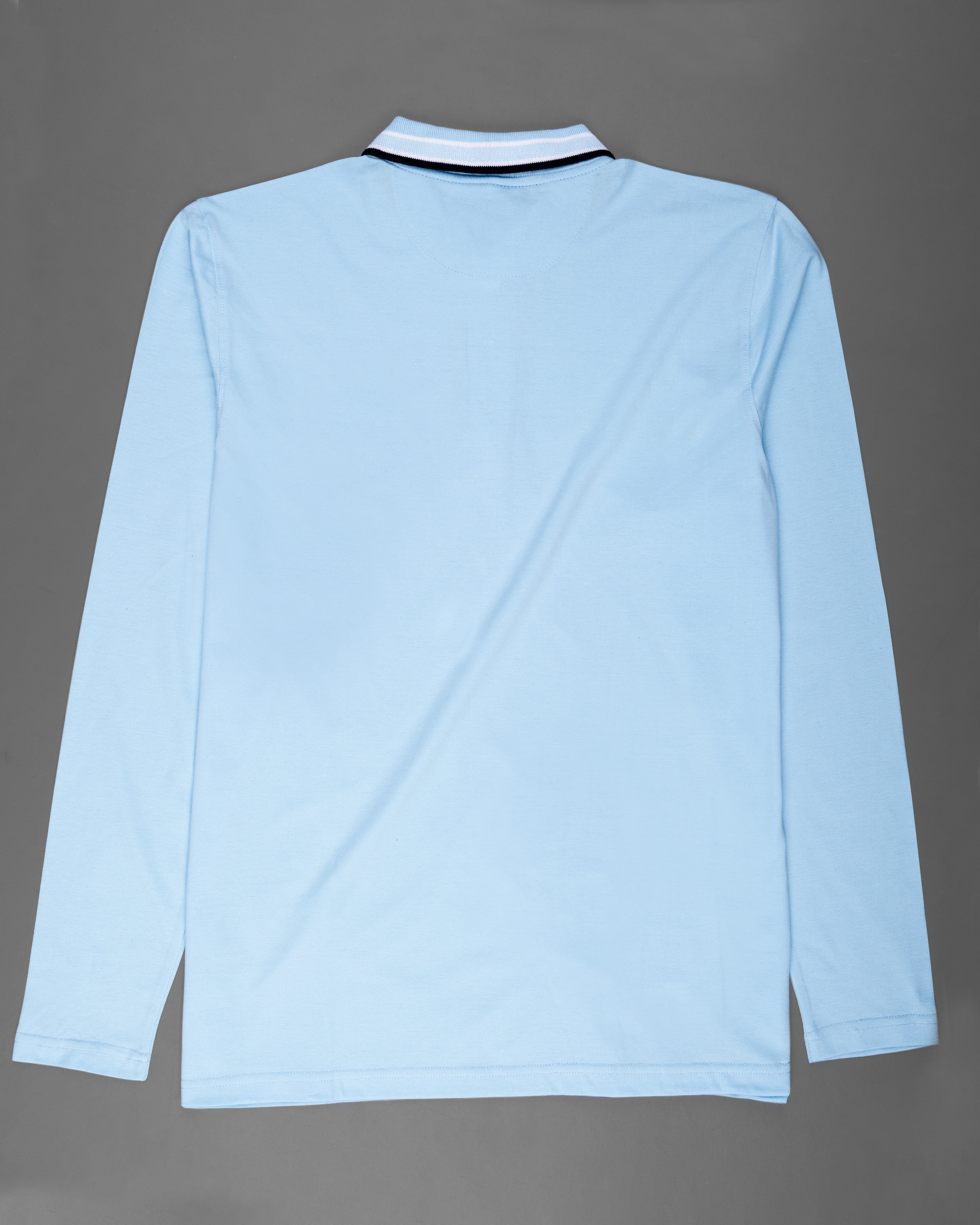 Pale Cerulean Blue Full sleeve Premiums Cotton Pique Polo TS565-S, TS565-M, TS565-L, TS565-XL, TS565-XXL, TS565-3XL, TS565-4XL
