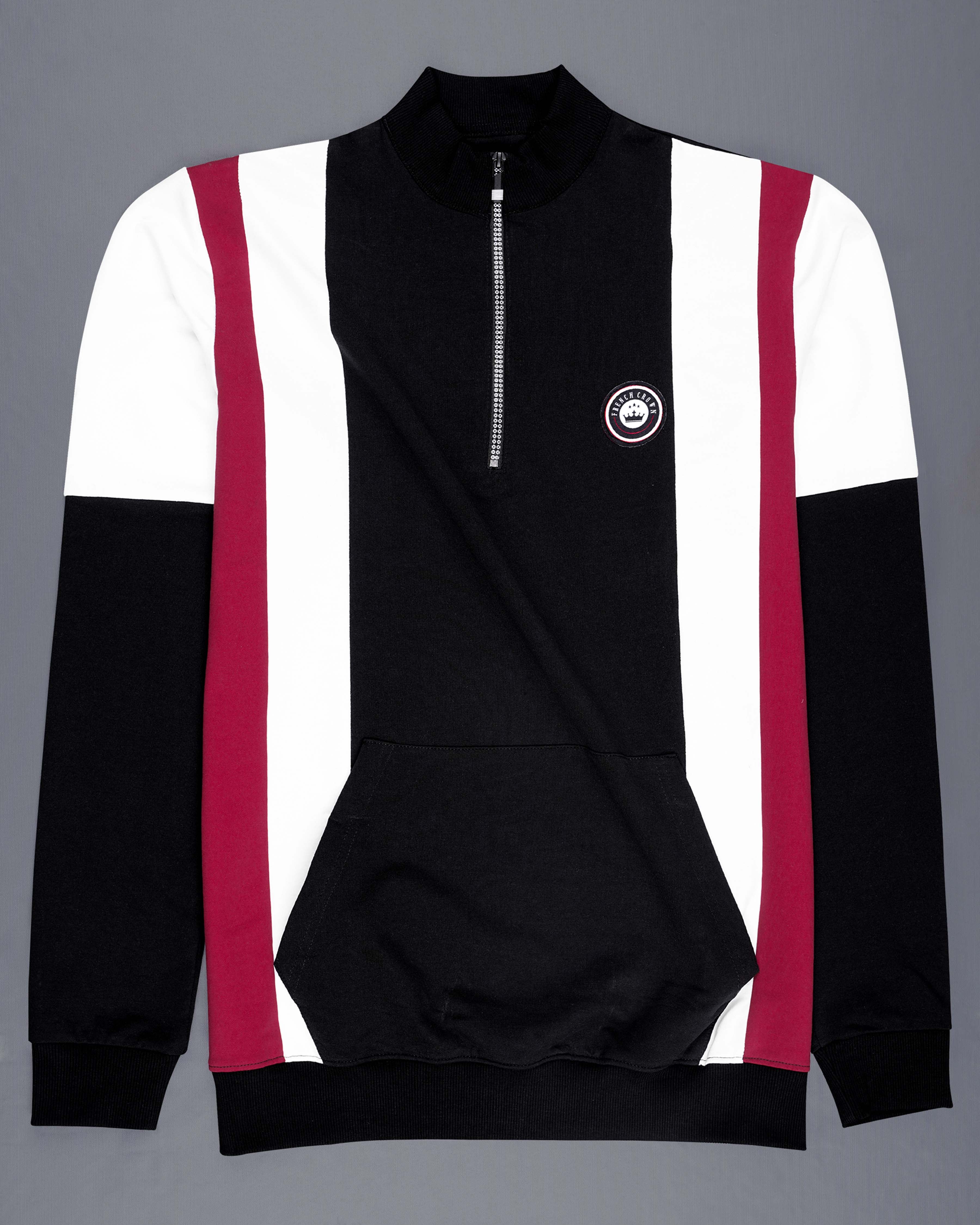 Black and Claret Red Colourblock Sweatshirt TS572-S, TS572-M, TS572-L, TS572-XL, TS572-XXL