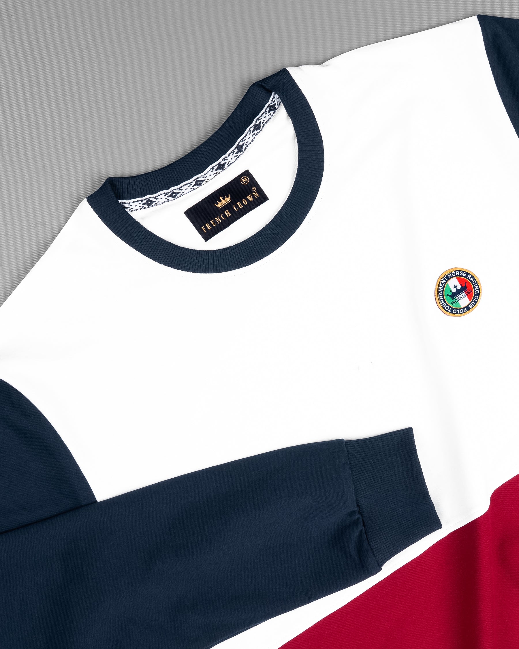 Bright White and Merlot Colourblock Sweatshirt TS573-S, TS573-M, TS573-L, TS573-XL, TS573-XXL