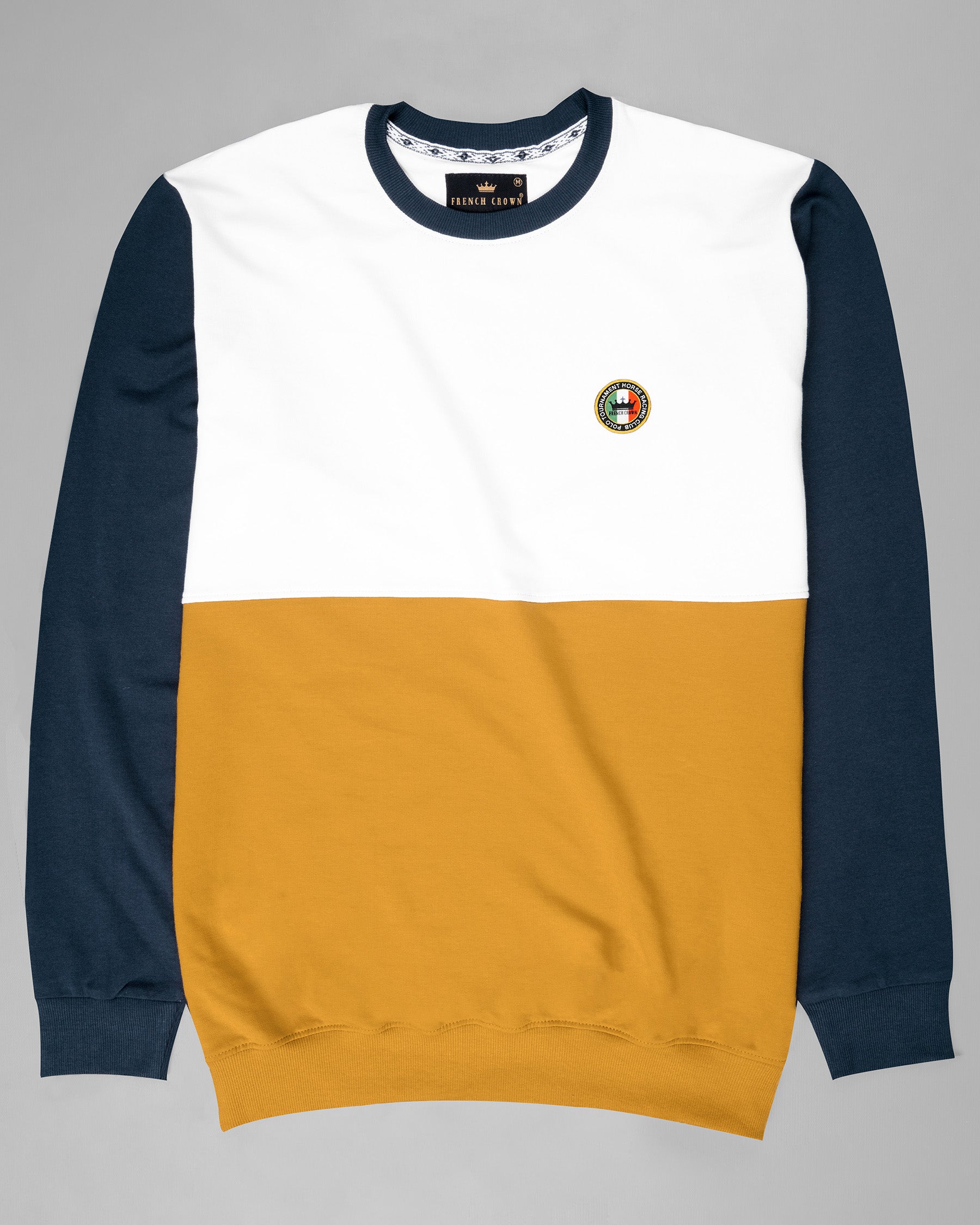 White and Fire Bush Yellow Colourblock Sweatshirt TS574-S, TS574-M, TS574-L, TS574-XL, TS574-XXL